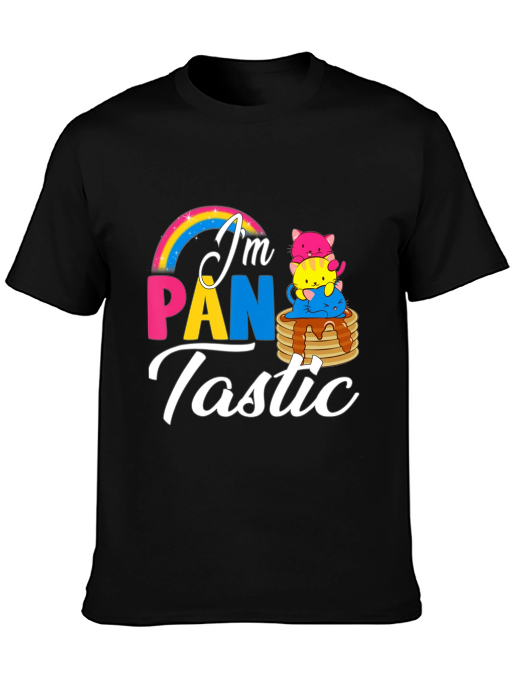 Pan-tastic Pride Tee: Rainbow & Kitten Stack!