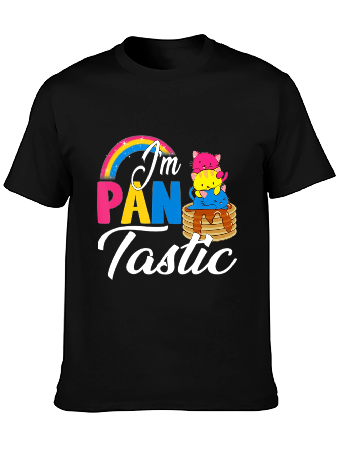Pan-tastic Pride Tee: Rainbow & Kitten Stack!