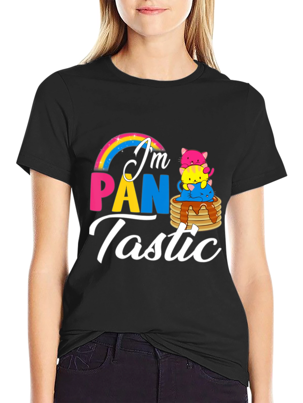 Pan-tastic Pride Tee: Rainbow & Kitten Stack!