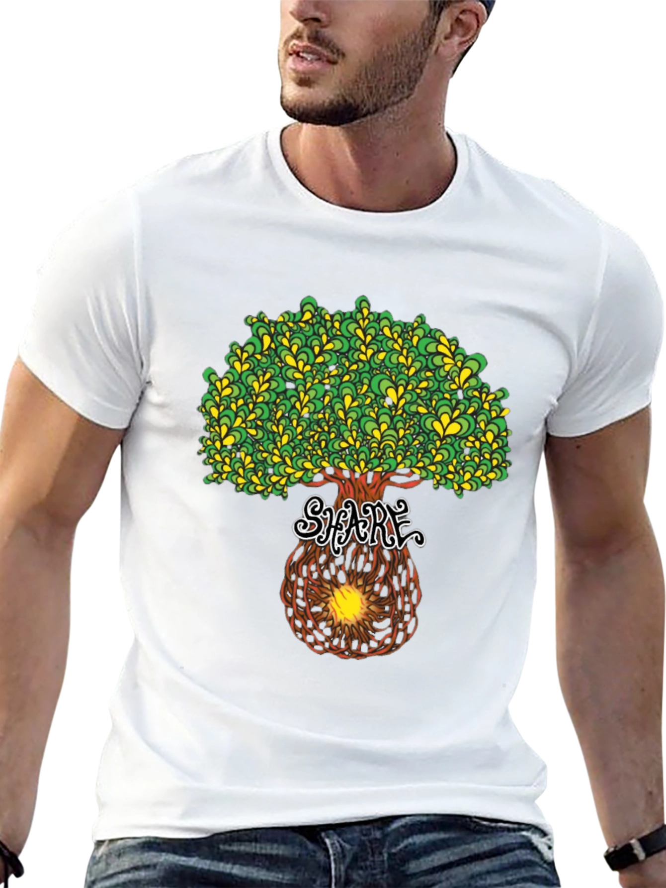 Psychedelic Tree Graphic Tee - Black