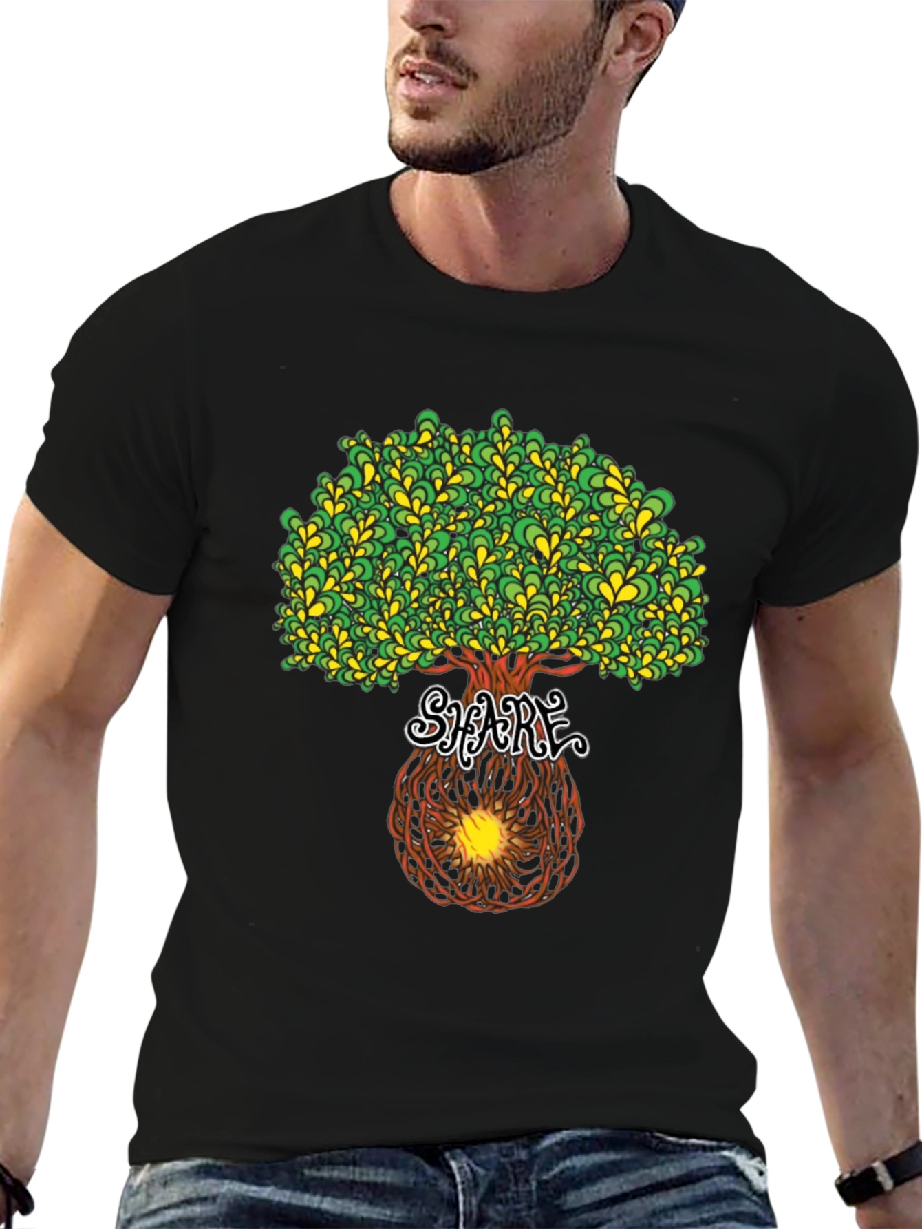 Psychedelic Tree Graphic Tee - Black