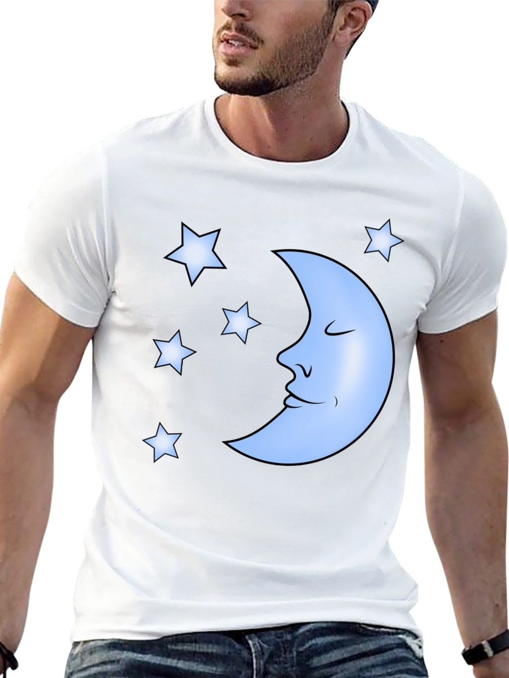Dreamy Moon & Stars Graphic Tee - Black
