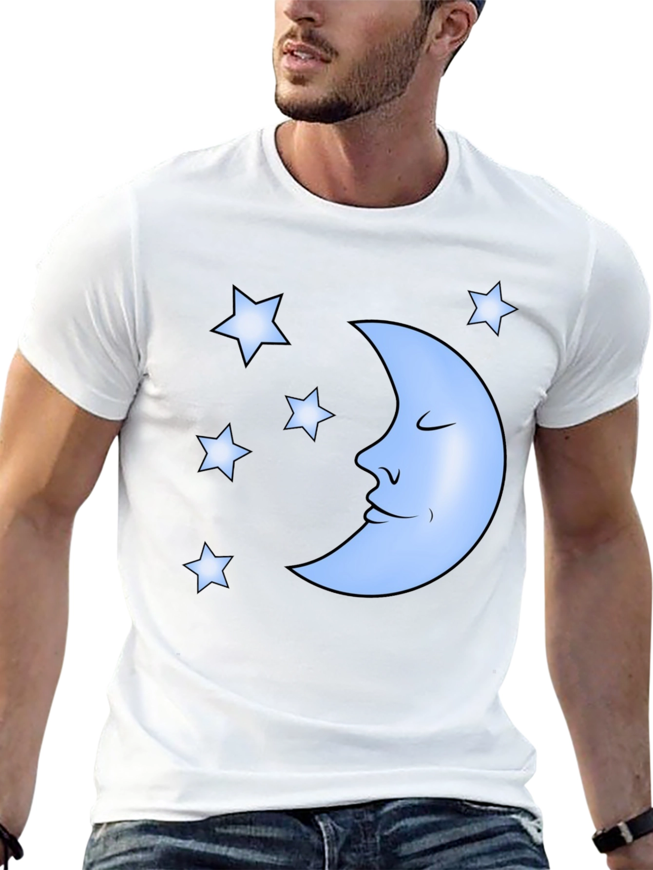 Dreamy Moon & Stars Graphic Tee - Black