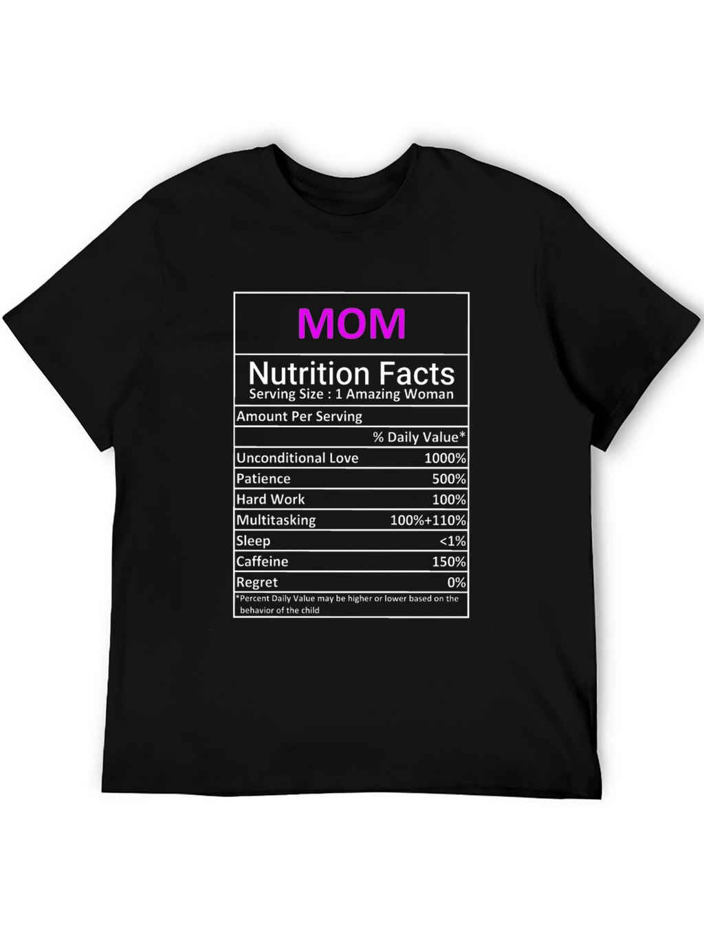 Mom Nutrition Facts Graphic T-Shirt