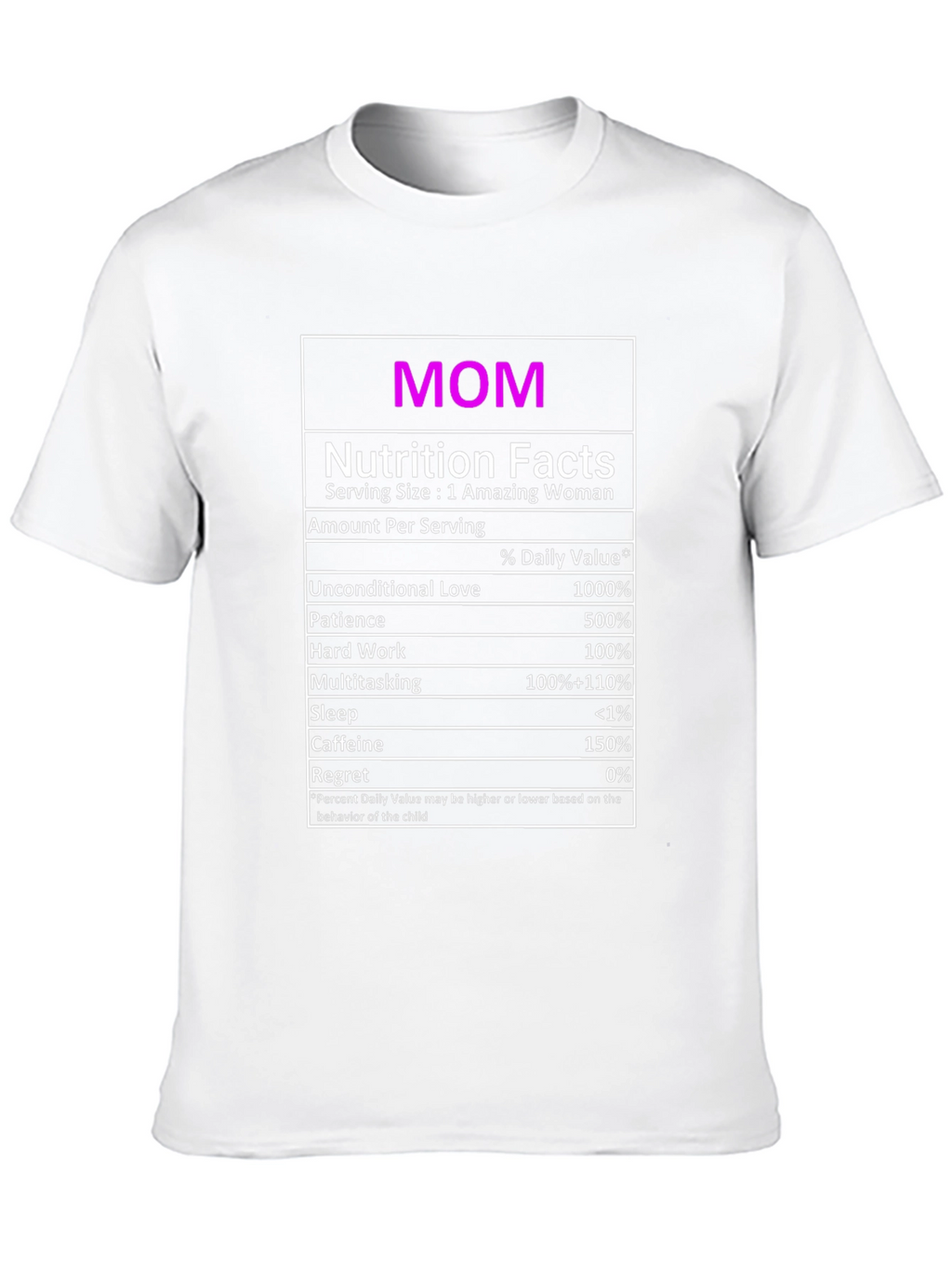 Mom Nutrition Facts Graphic T-Shirt