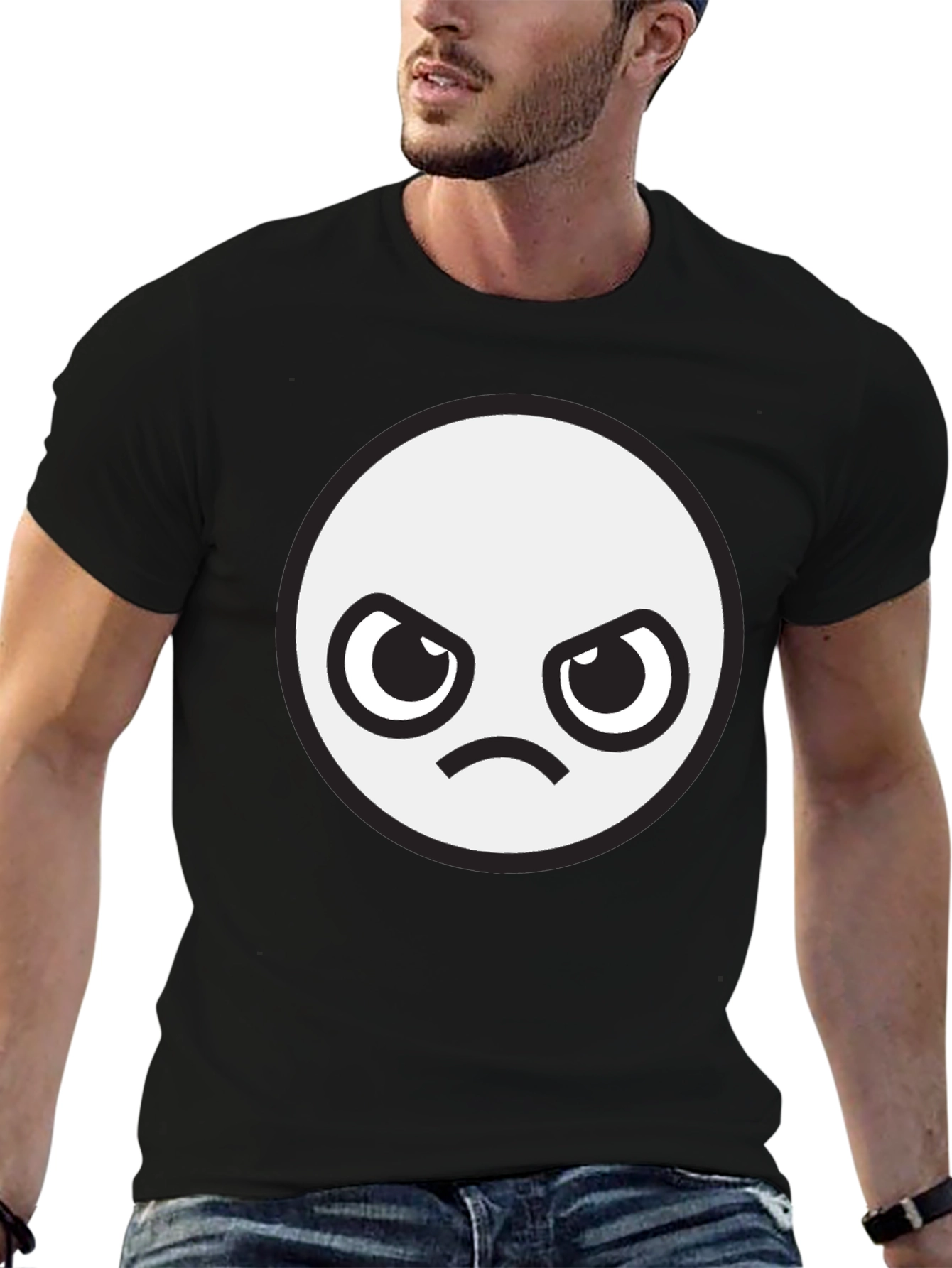 Angry Face Graphic Black T-Shirt