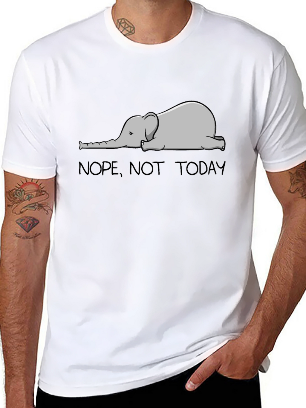 Nope Not Today Elephant Graphic T-Shirt