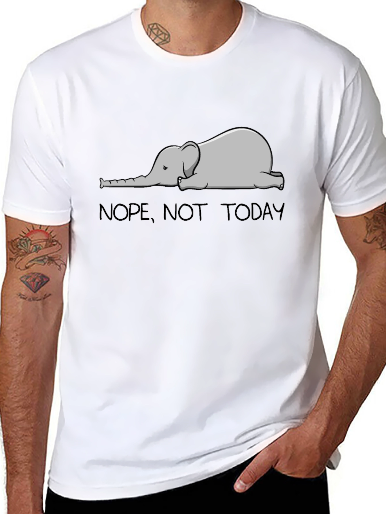 Nope Not Today Elephant Graphic T-Shirt