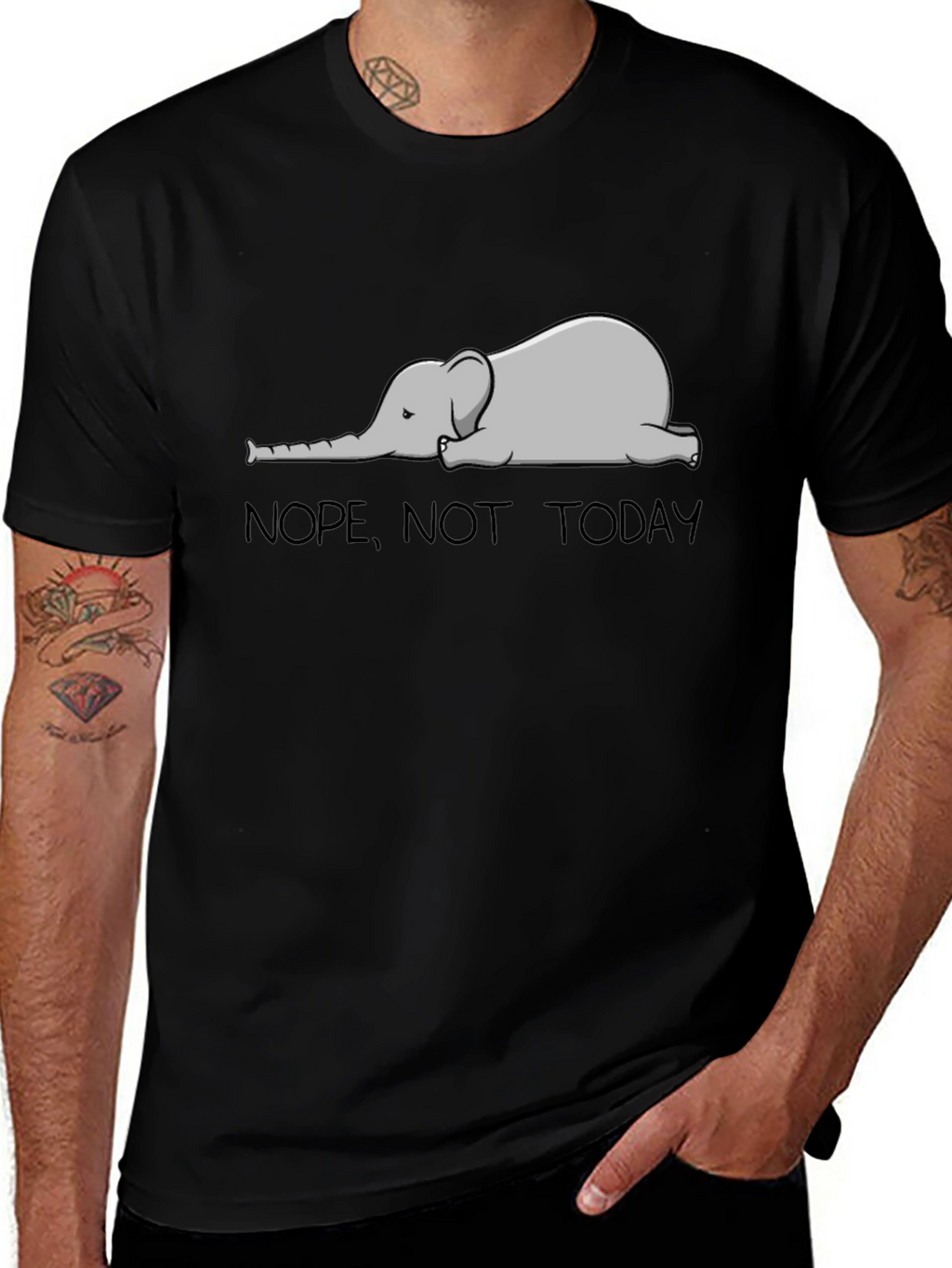 Nope Not Today Elephant Graphic T-Shirt