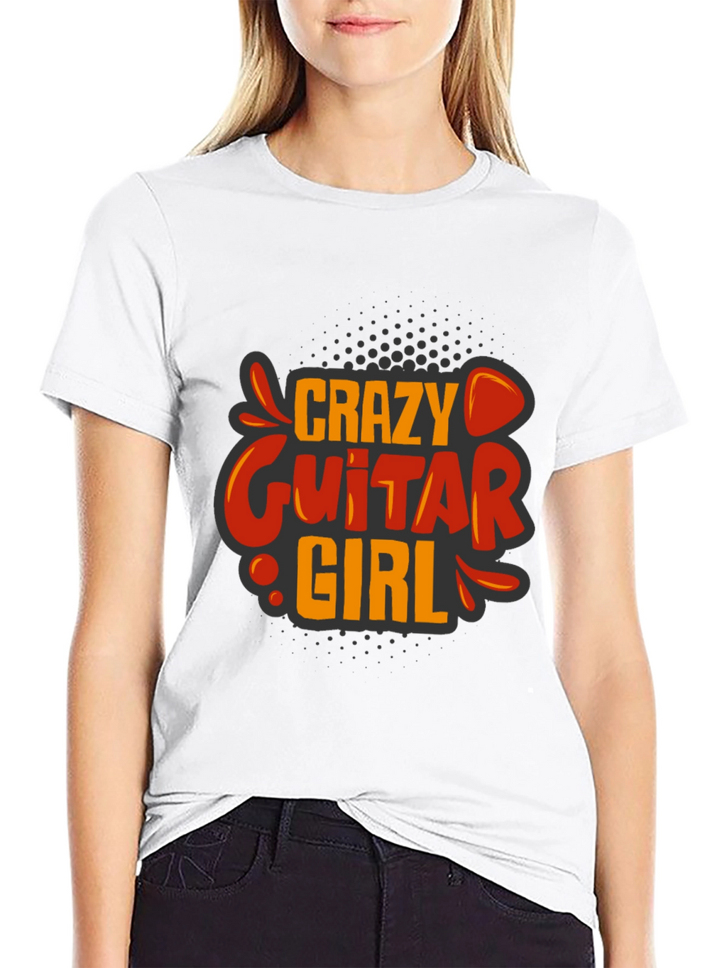 Crazy Guitar Girl Graphic Tee - Rock On!