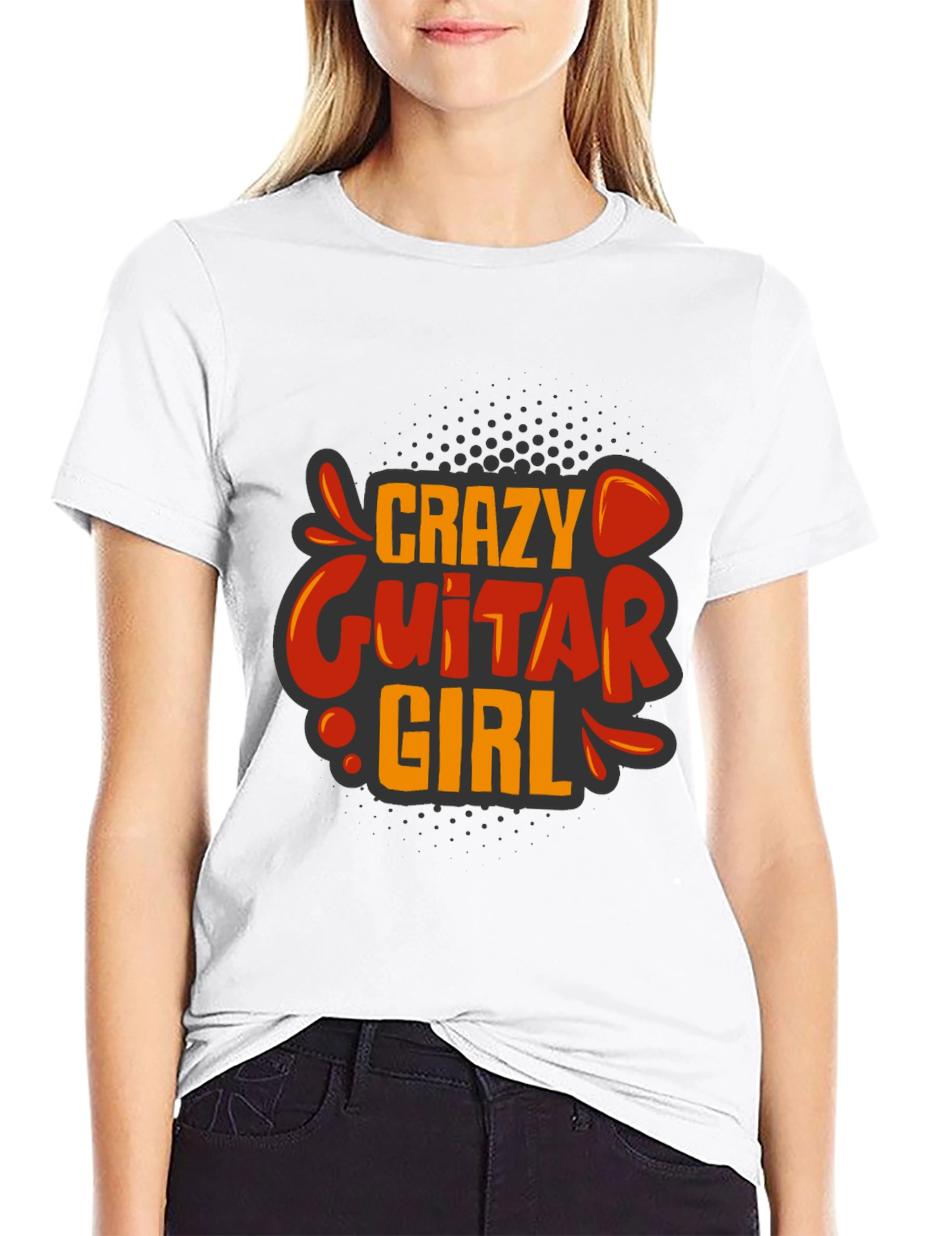 Crazy Guitar Girl Graphic Tee - Rock On!