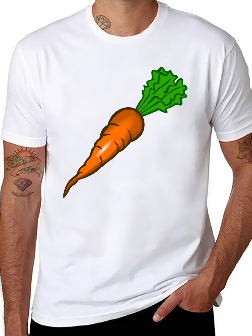 Funny Carrot Graphic Tee - Black Cotton T-Shirt