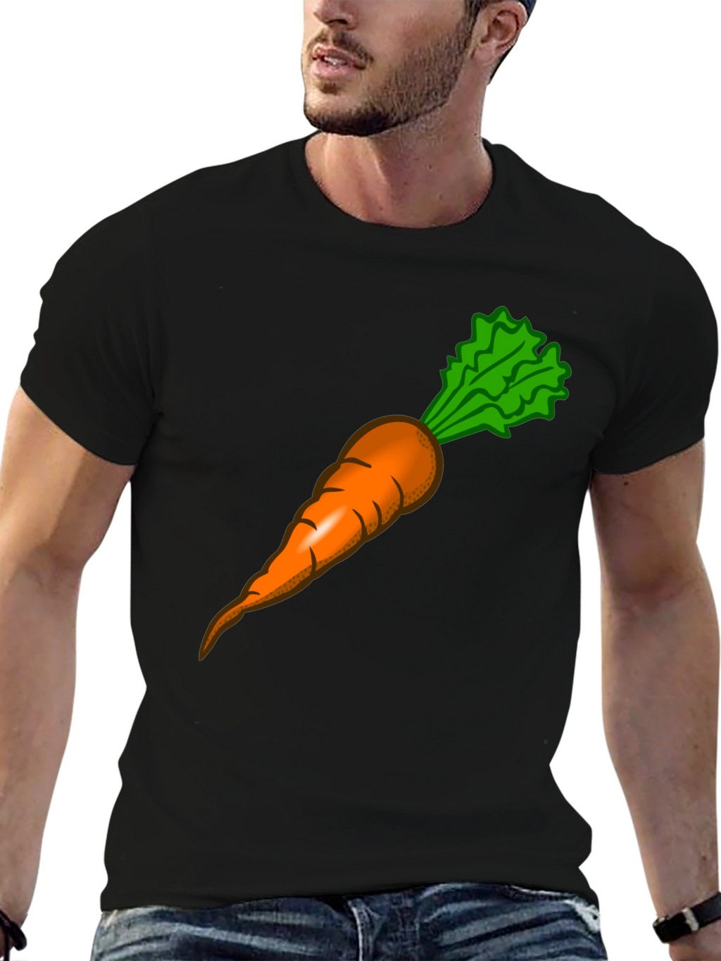 Funny Carrot Graphic Tee - Black Cotton T-Shirt