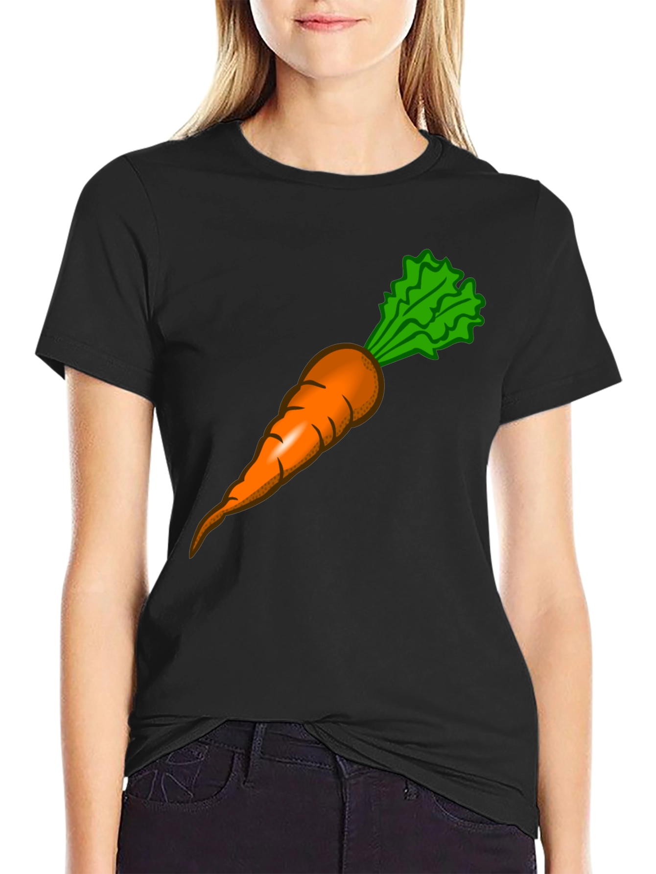 Funny Carrot Graphic Tee - Black Cotton T-Shirt