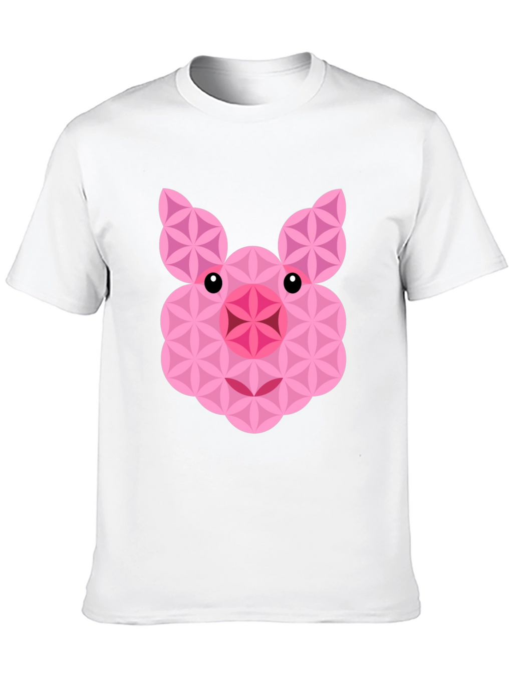 Geometric Pig Graphic Black T-Shirt