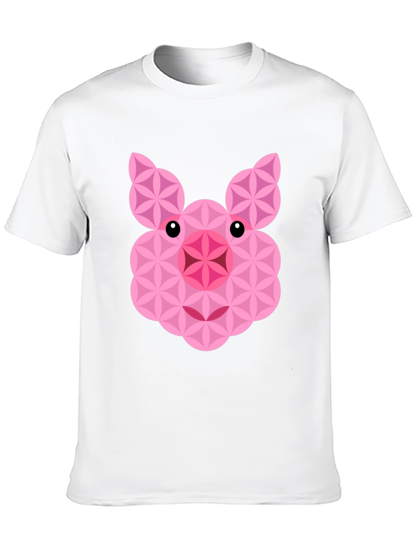 Geometric Pig Graphic Black T-Shirt