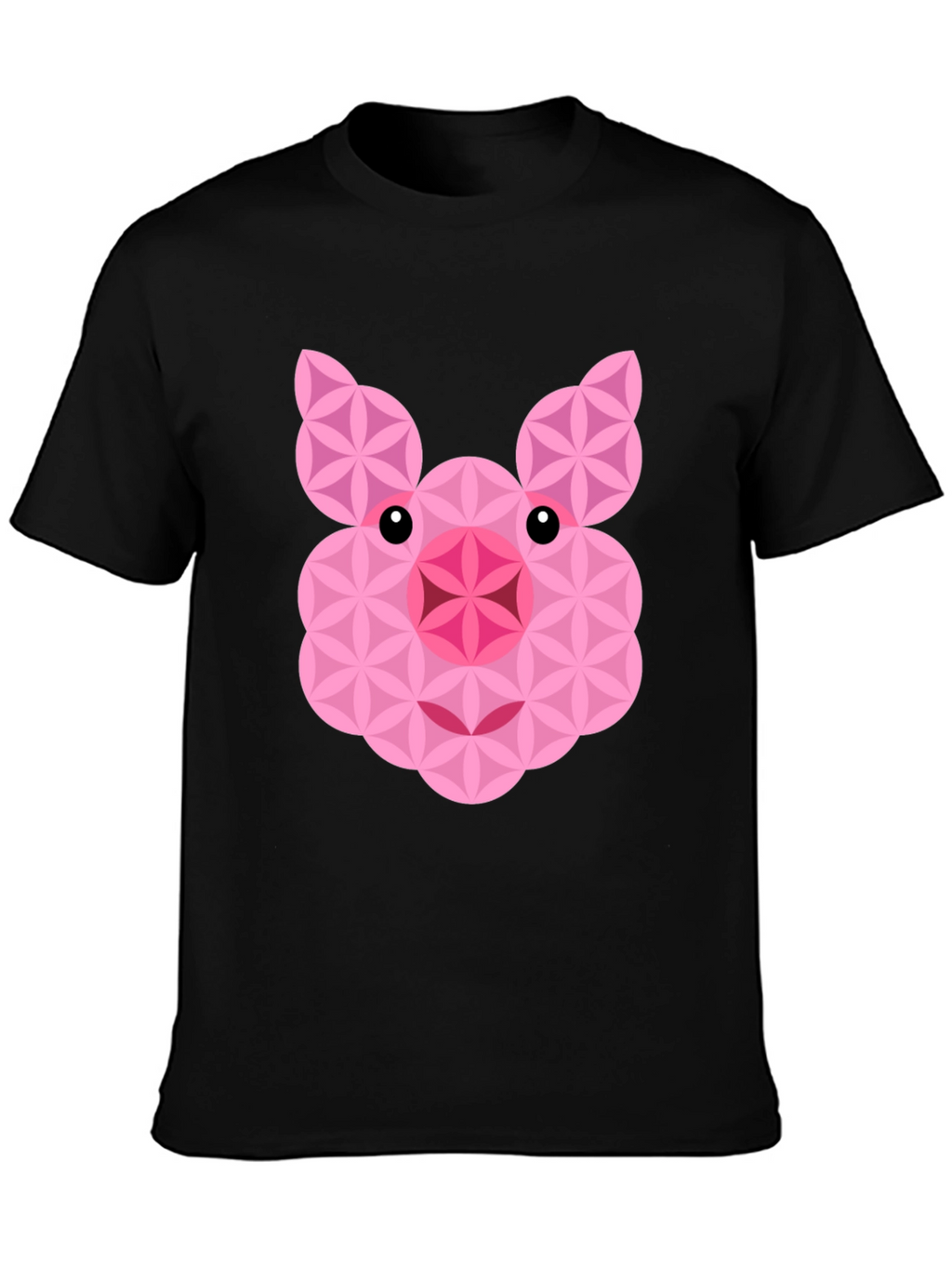 Geometric Pig Graphic Black T-Shirt