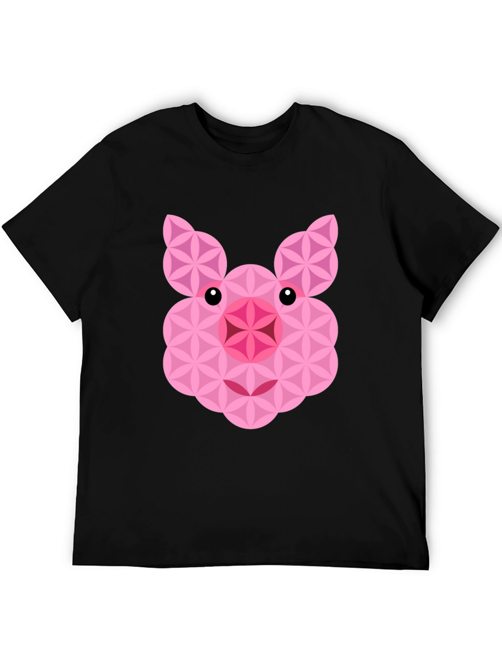 Geometric Pig Graphic Black T-Shirt