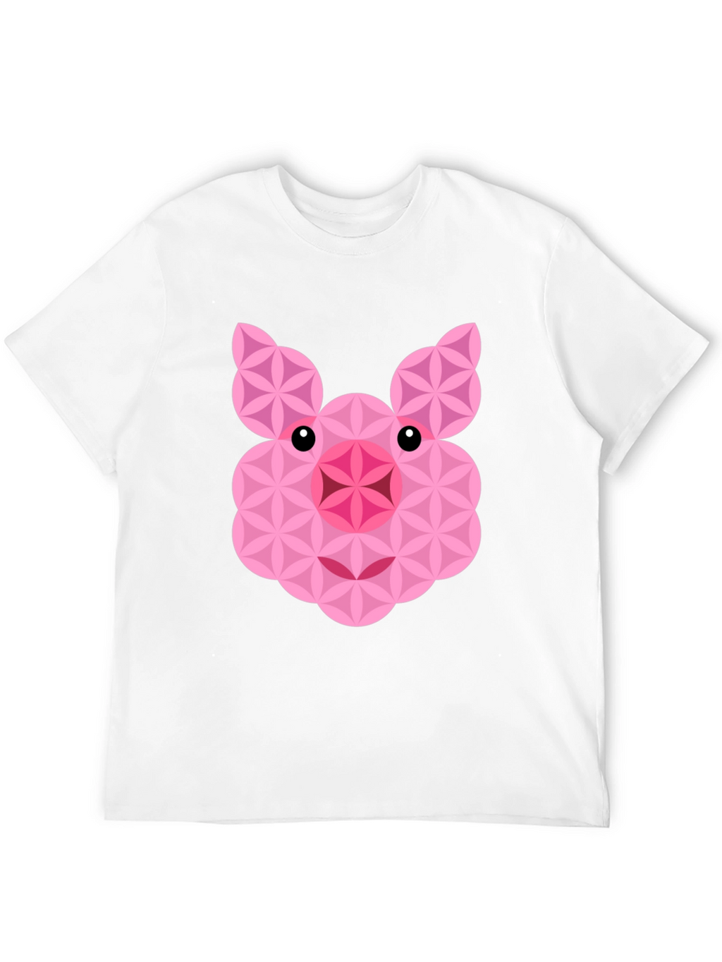 Geometric Pig Graphic Black T-Shirt
