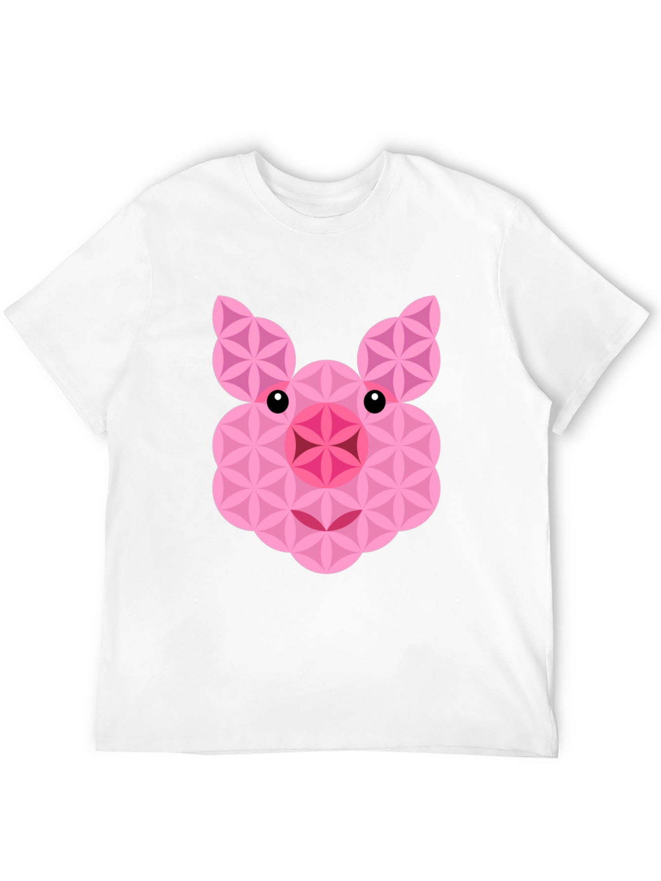 Geometric Pig Graphic Black T-Shirt