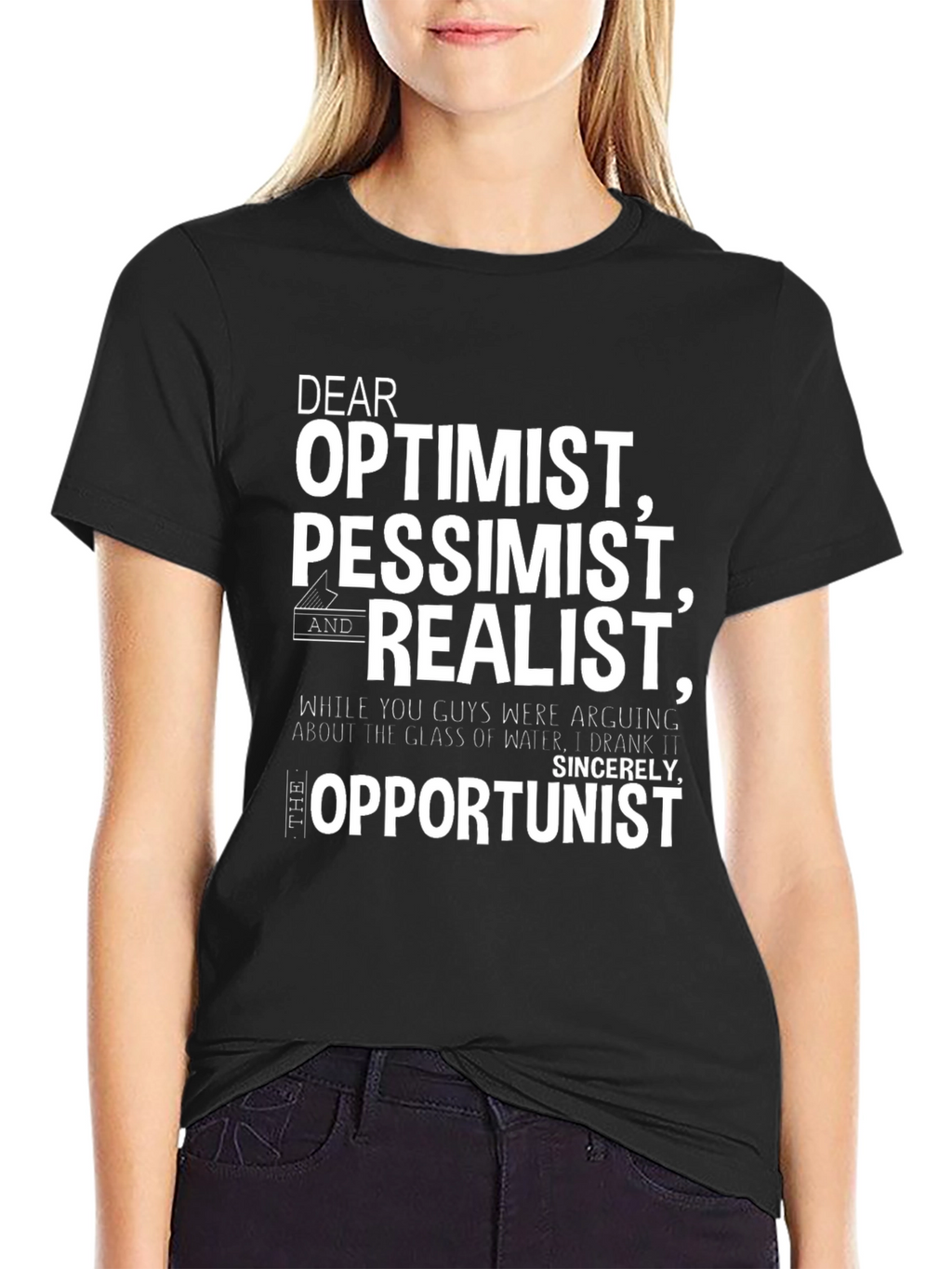 Optimist Pessimist Realist Opportunist Graphic Tee