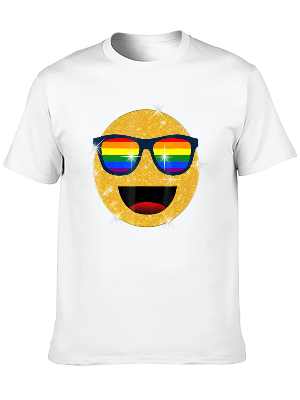 Pride Emoji T-Shirt - Glitter Rainbow Sunglasses Smile Tee