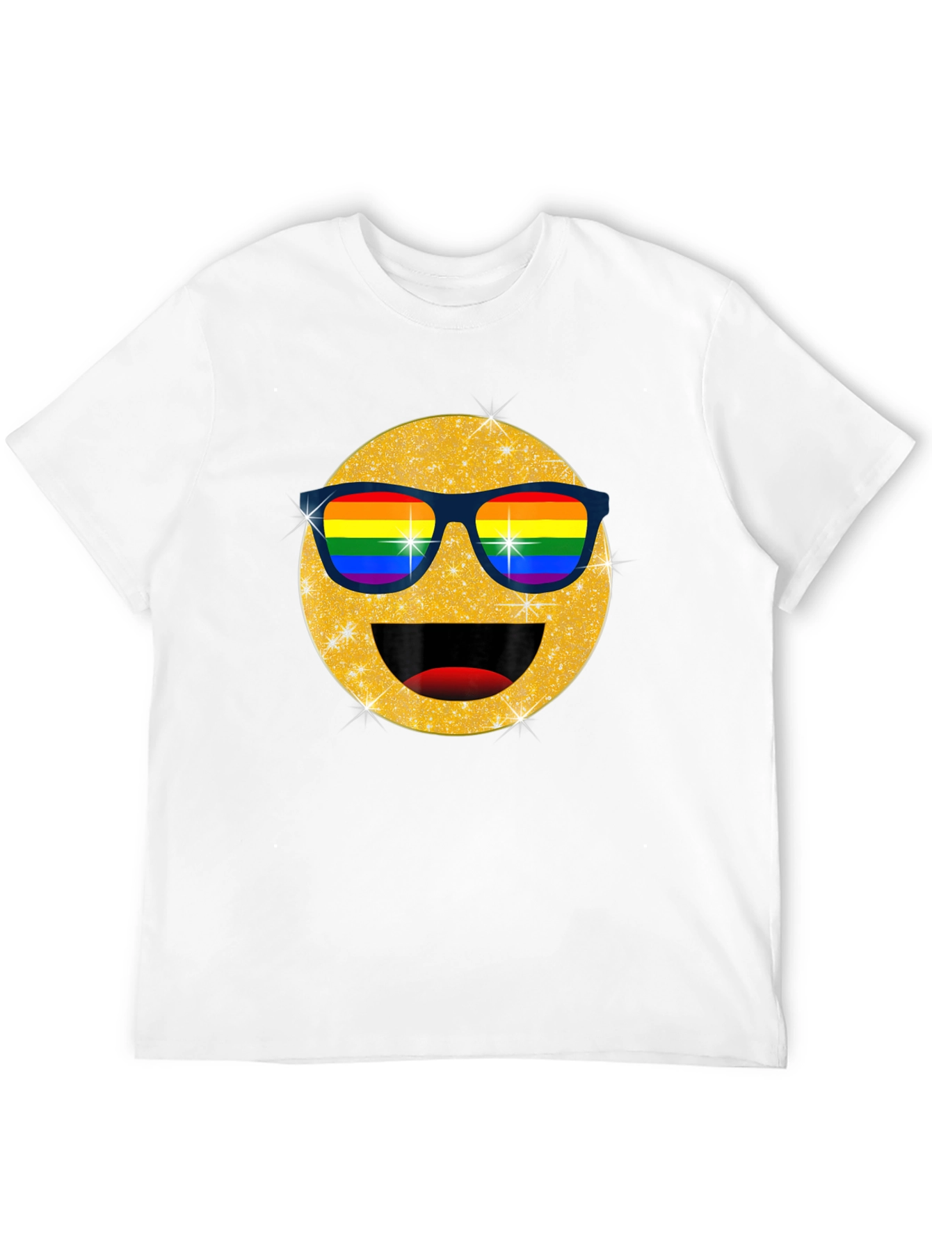 Pride Emoji T-Shirt - Glitter Rainbow Sunglasses Smile Tee