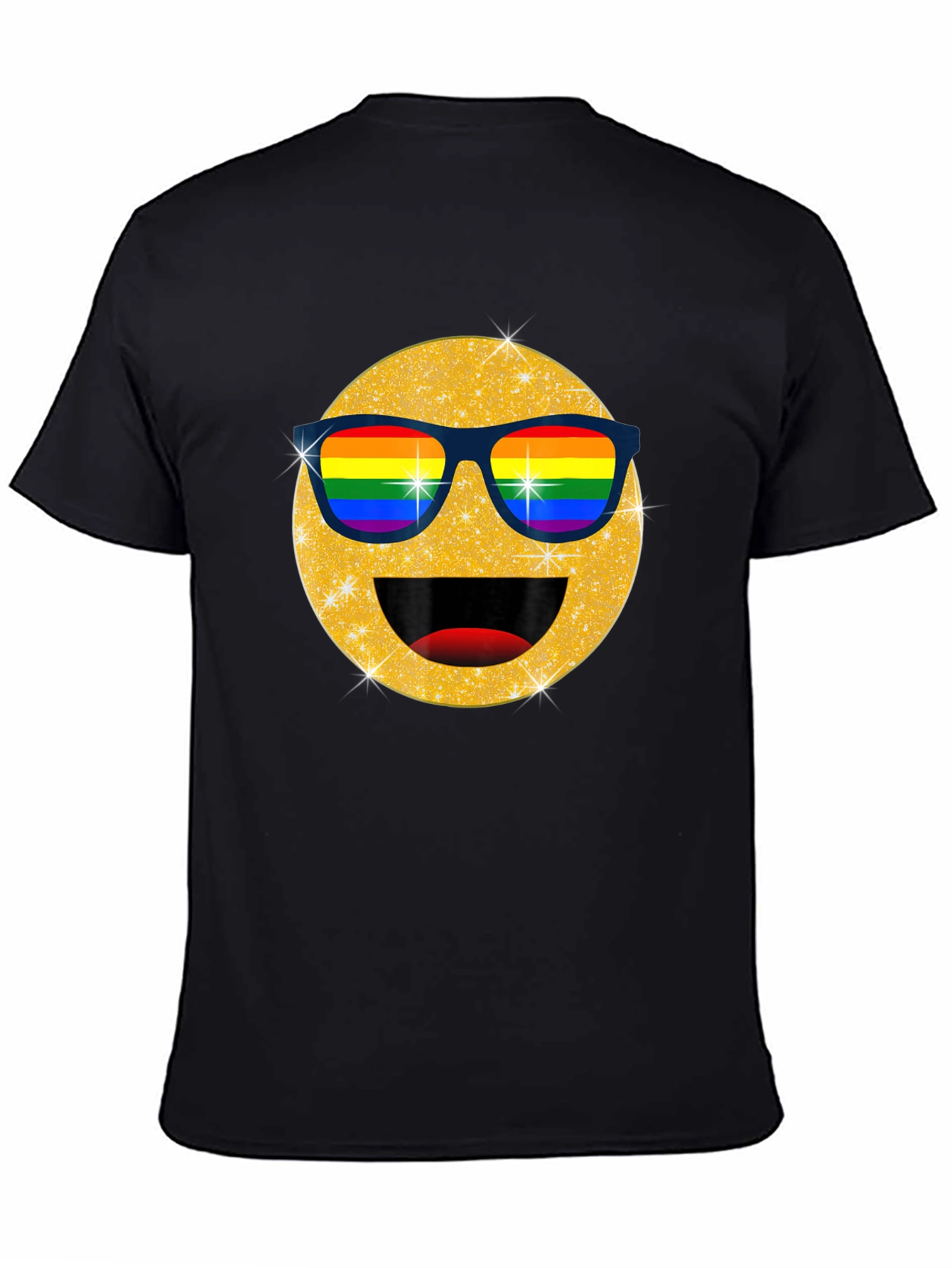 Pride Emoji T-Shirt - Glitter Rainbow Sunglasses Smile Tee