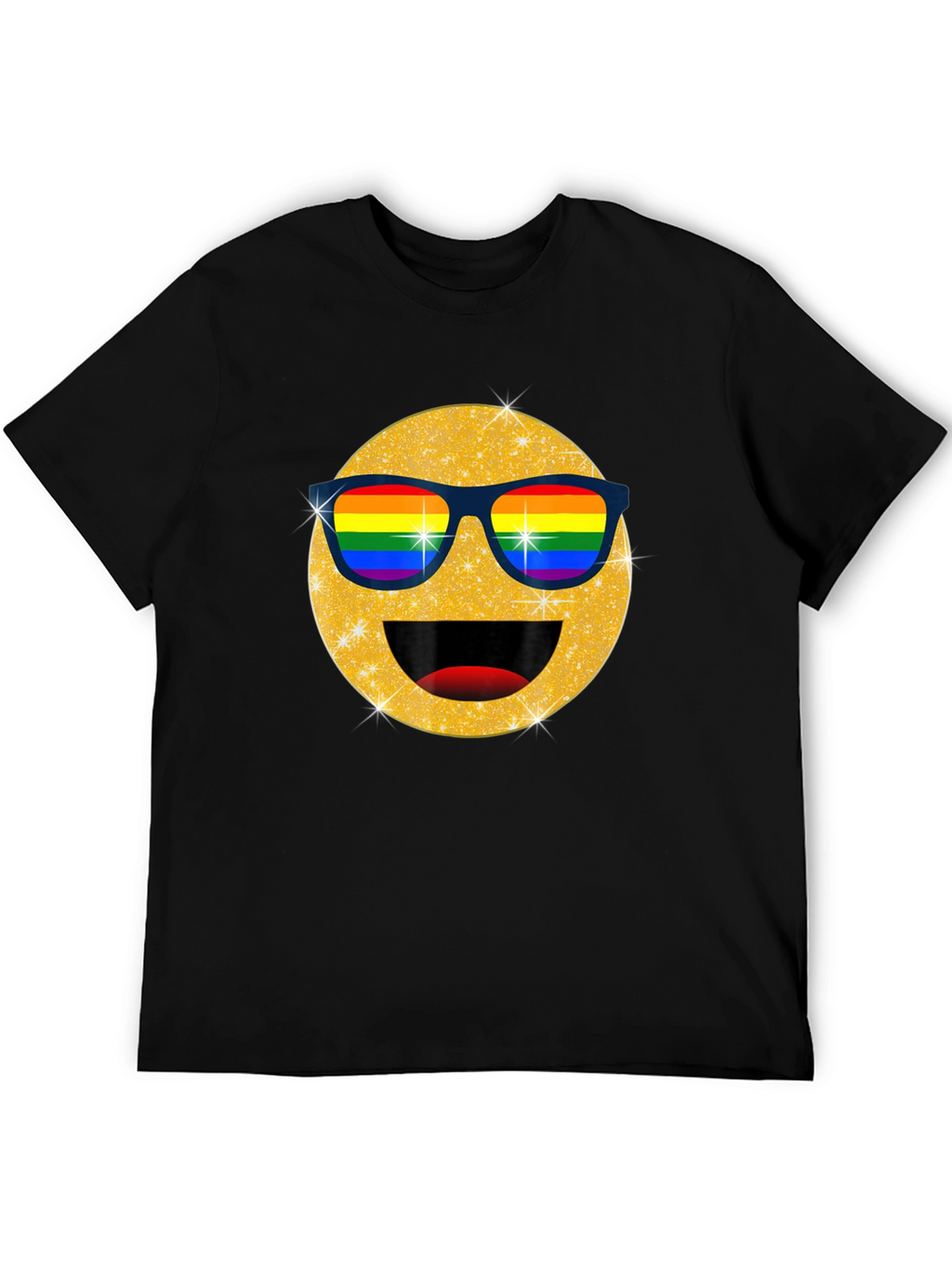 Pride Emoji T-Shirt - Glitter Rainbow Sunglasses Smile Tee