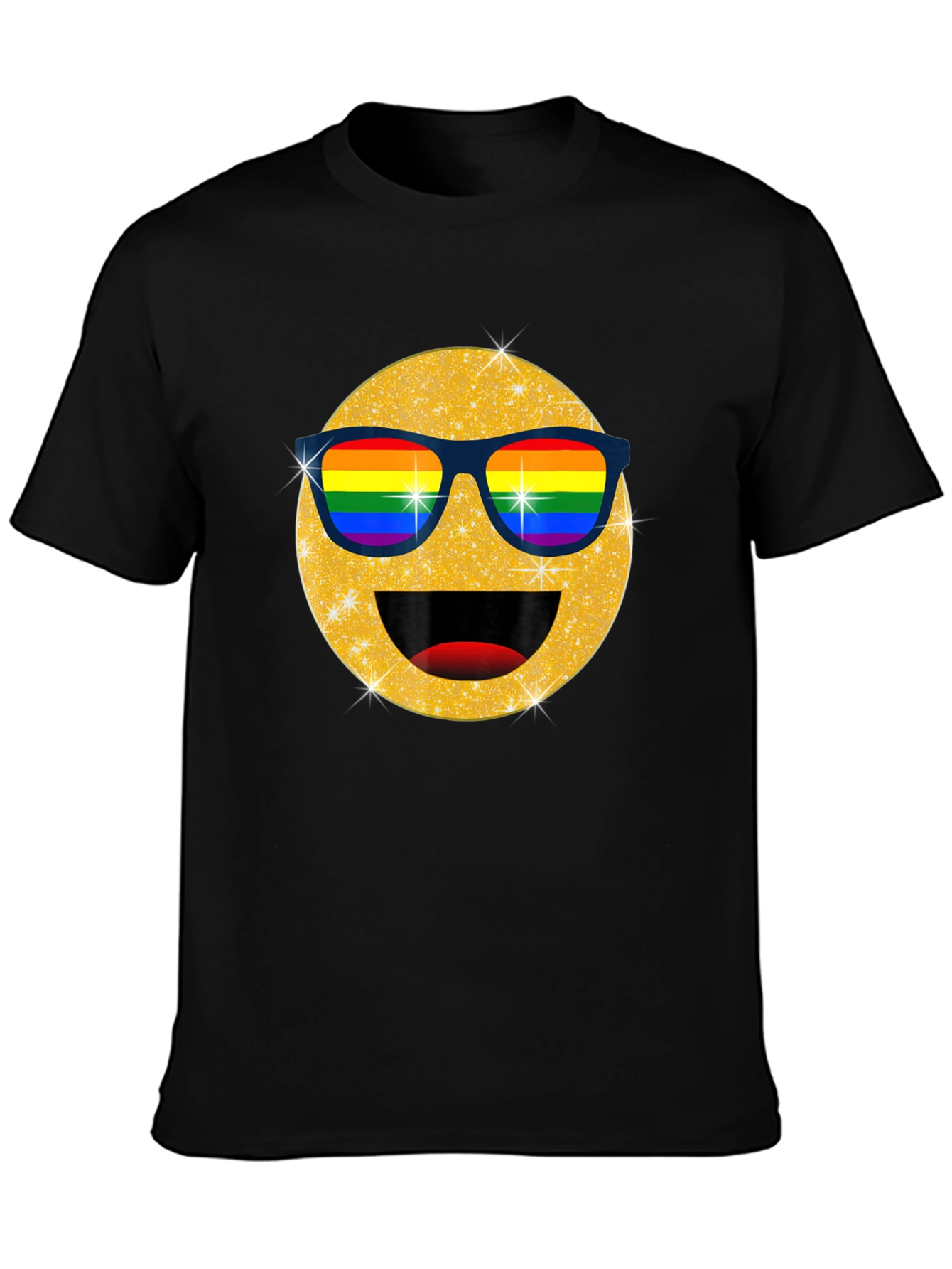 Pride Emoji T-Shirt - Glitter Rainbow Sunglasses Smile Tee