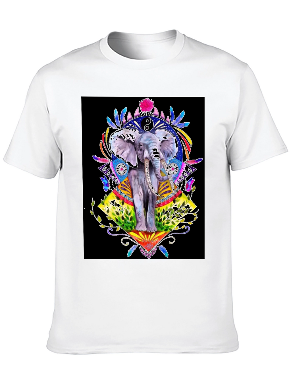 Elephant Art Graphic T-Shirt - Unisex Black Tee