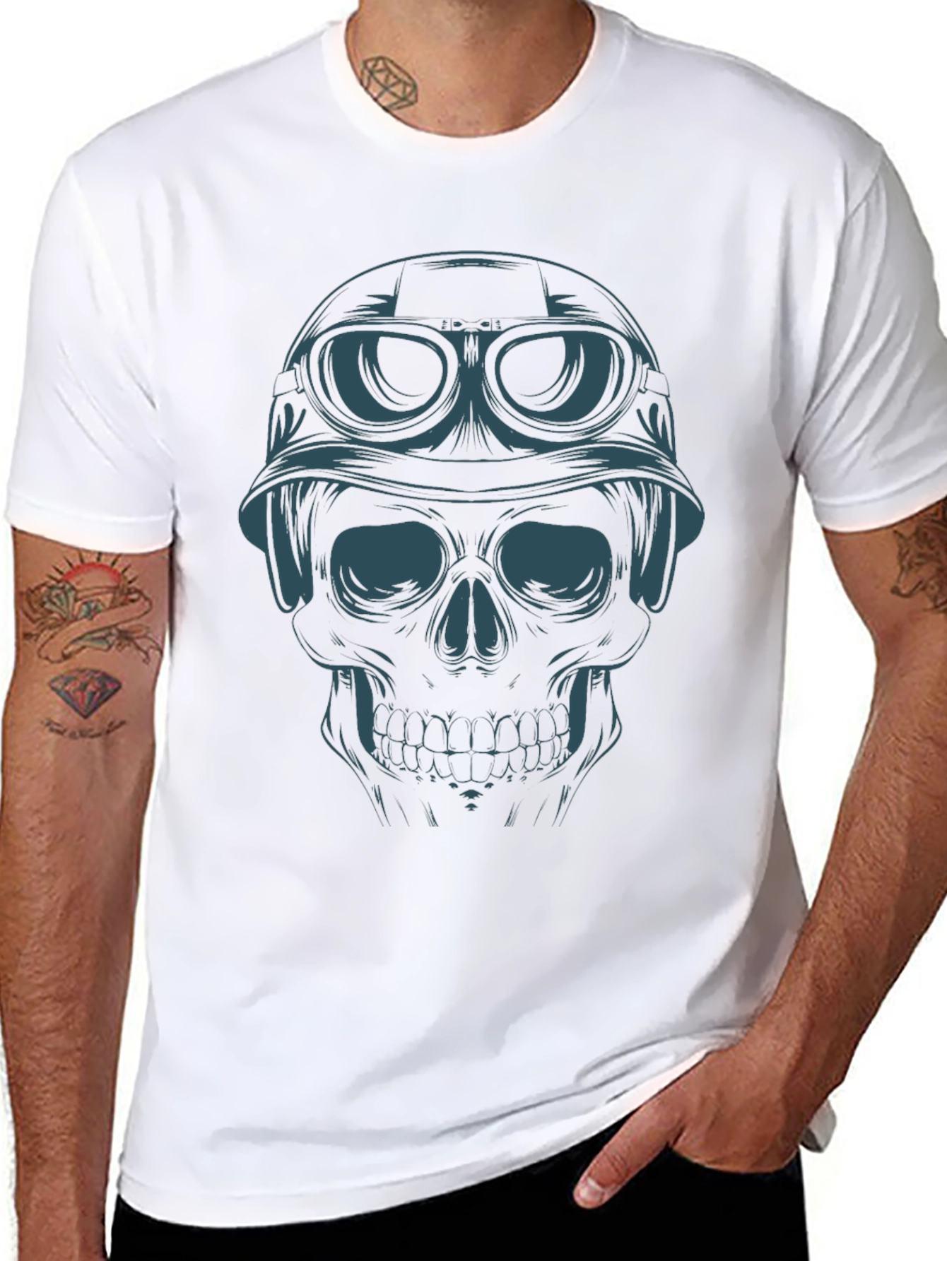 Skull Rider Graphic Tee - Black Cotton T-Shirt