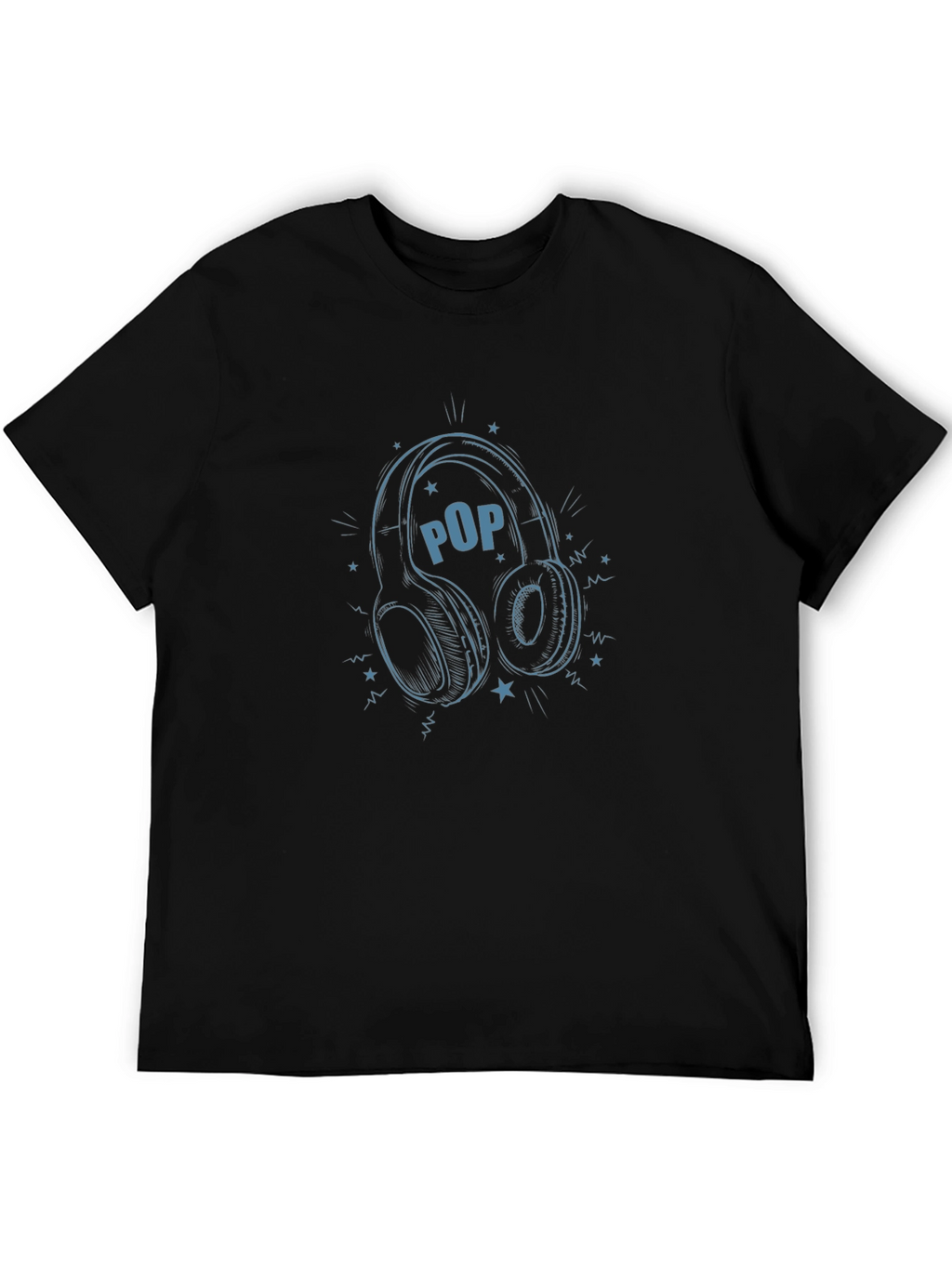 Pop Music Headphones Graphic Black T-Shirt