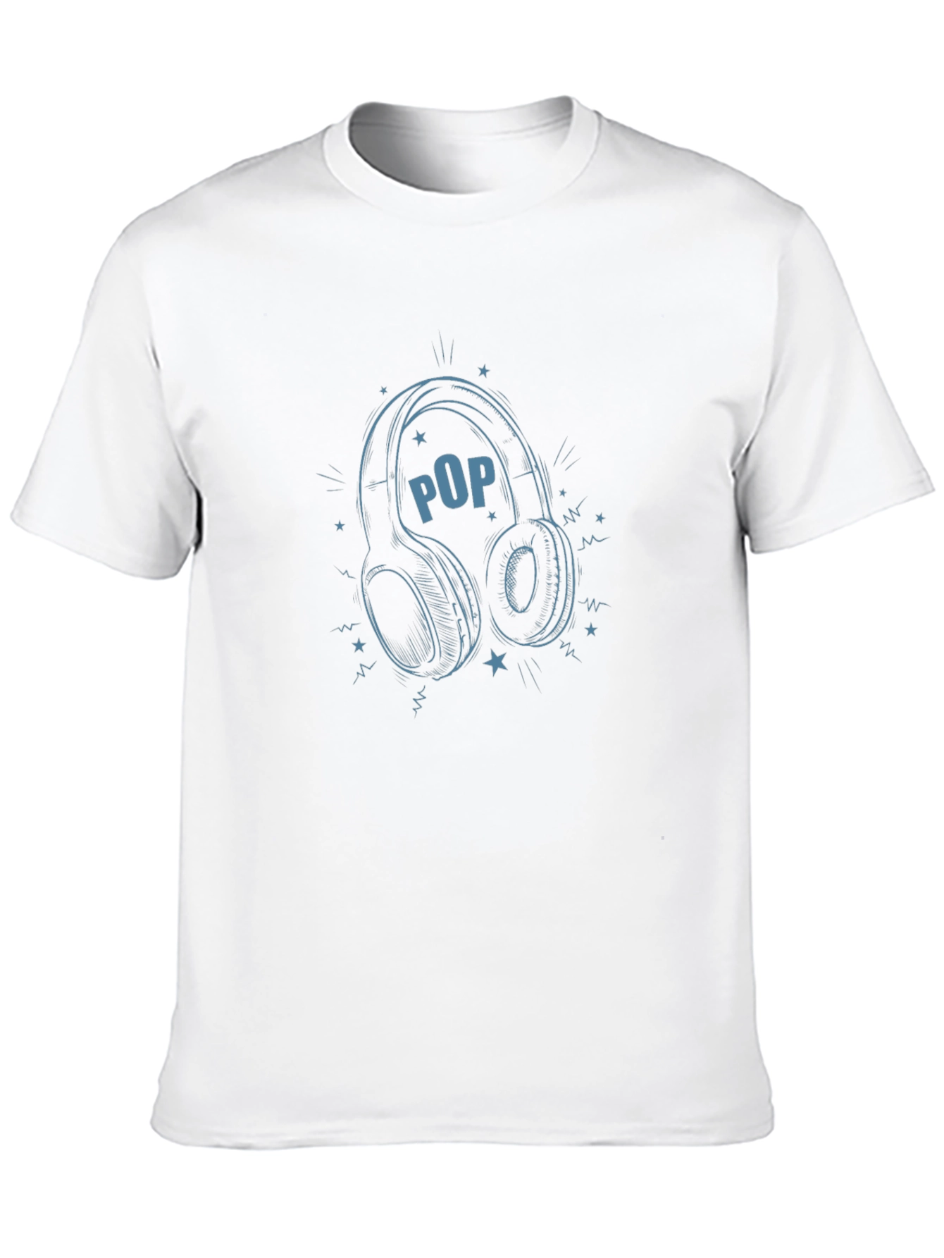 Pop Music Headphones Graphic Black T-Shirt