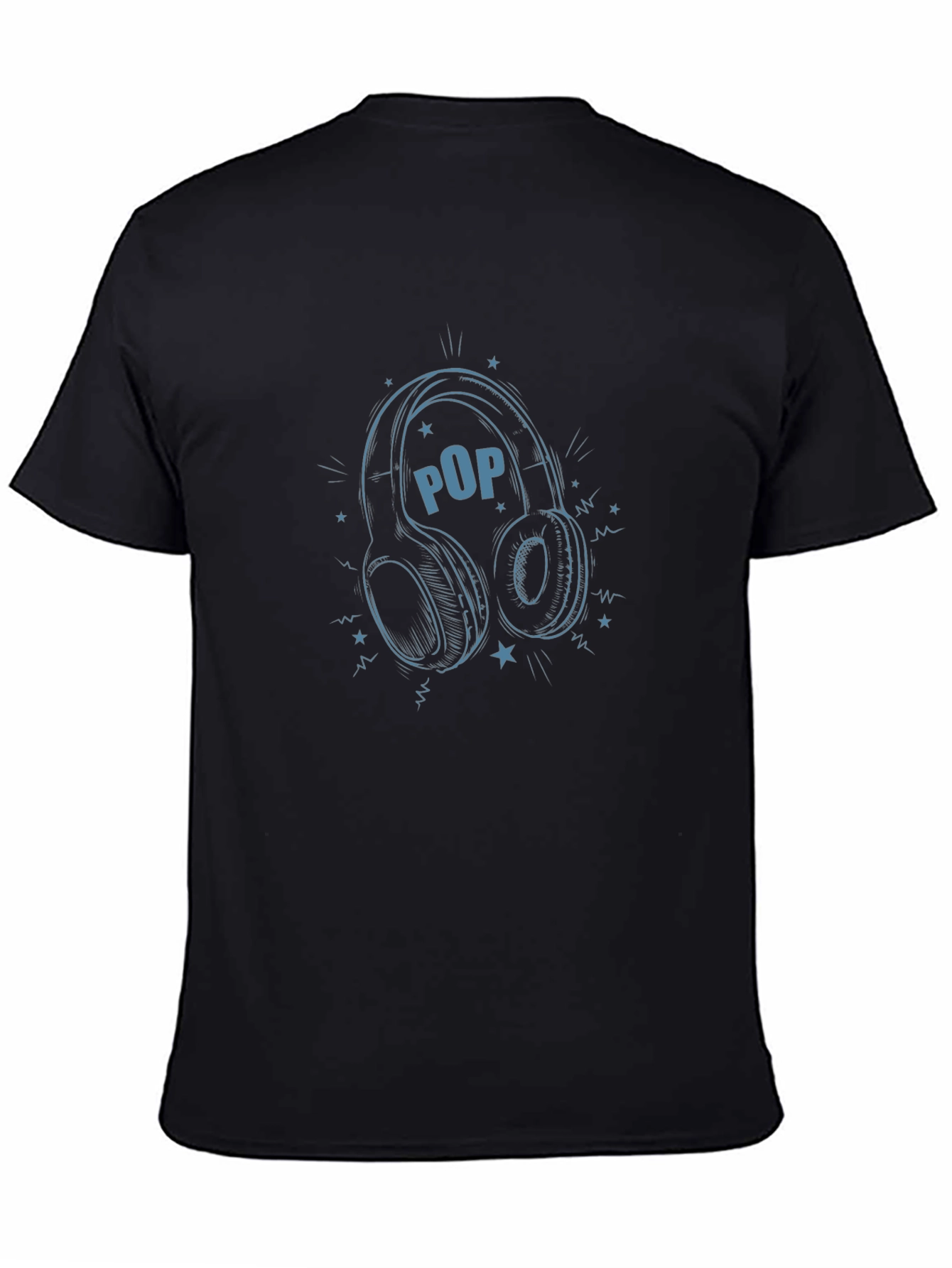 Pop Music Headphones Graphic Black T-Shirt