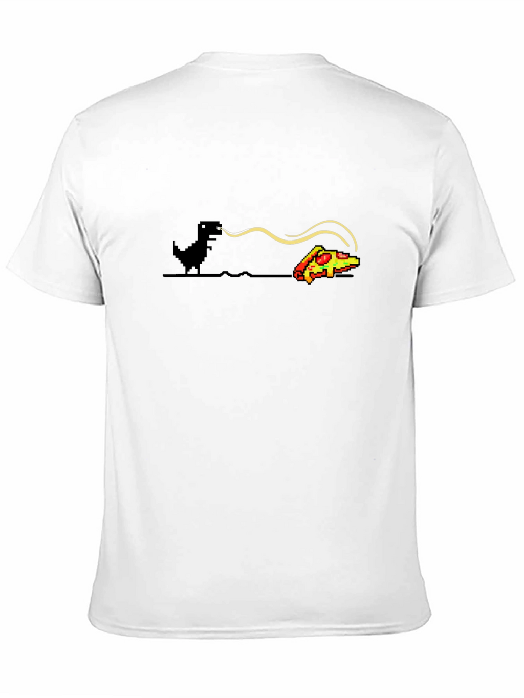 Dino Pizza T-Shirt - Pixel Art Dinosaur Funny Tee