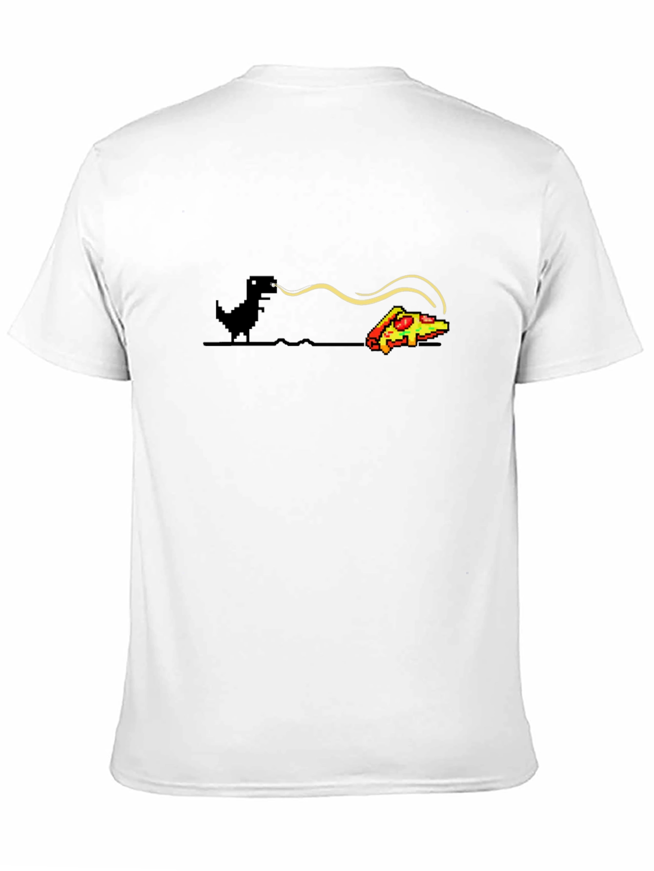 Dino Pizza T-Shirt - Pixel Art Dinosaur Funny Tee