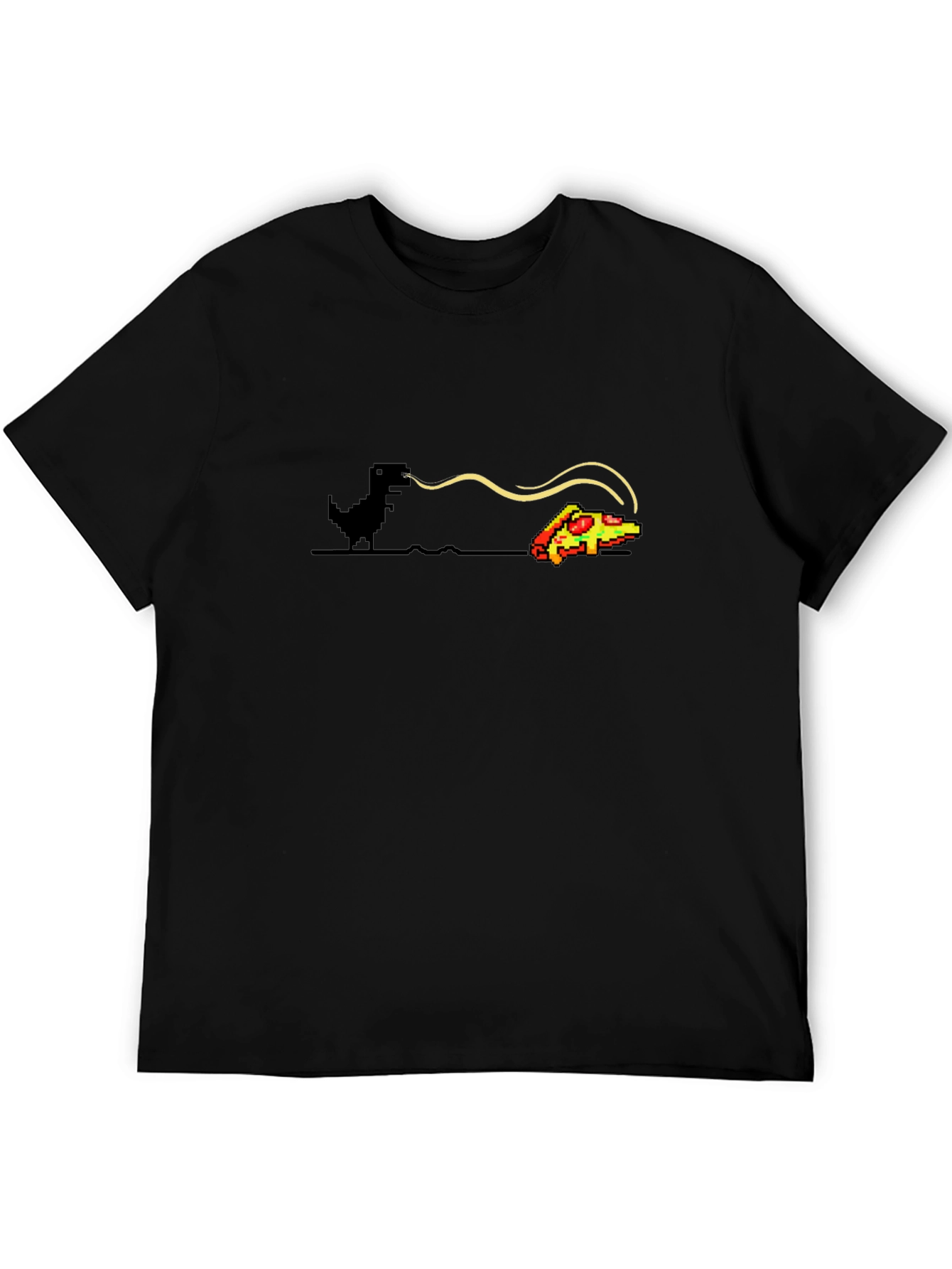 Dino Pizza T-Shirt - Pixel Art Dinosaur Funny Tee