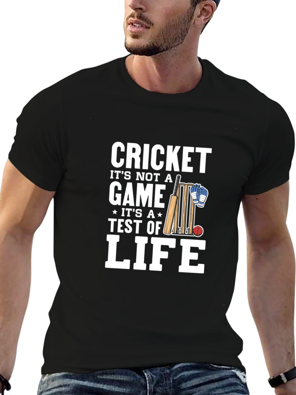 Cricket is Life Mens Black T-Shirt