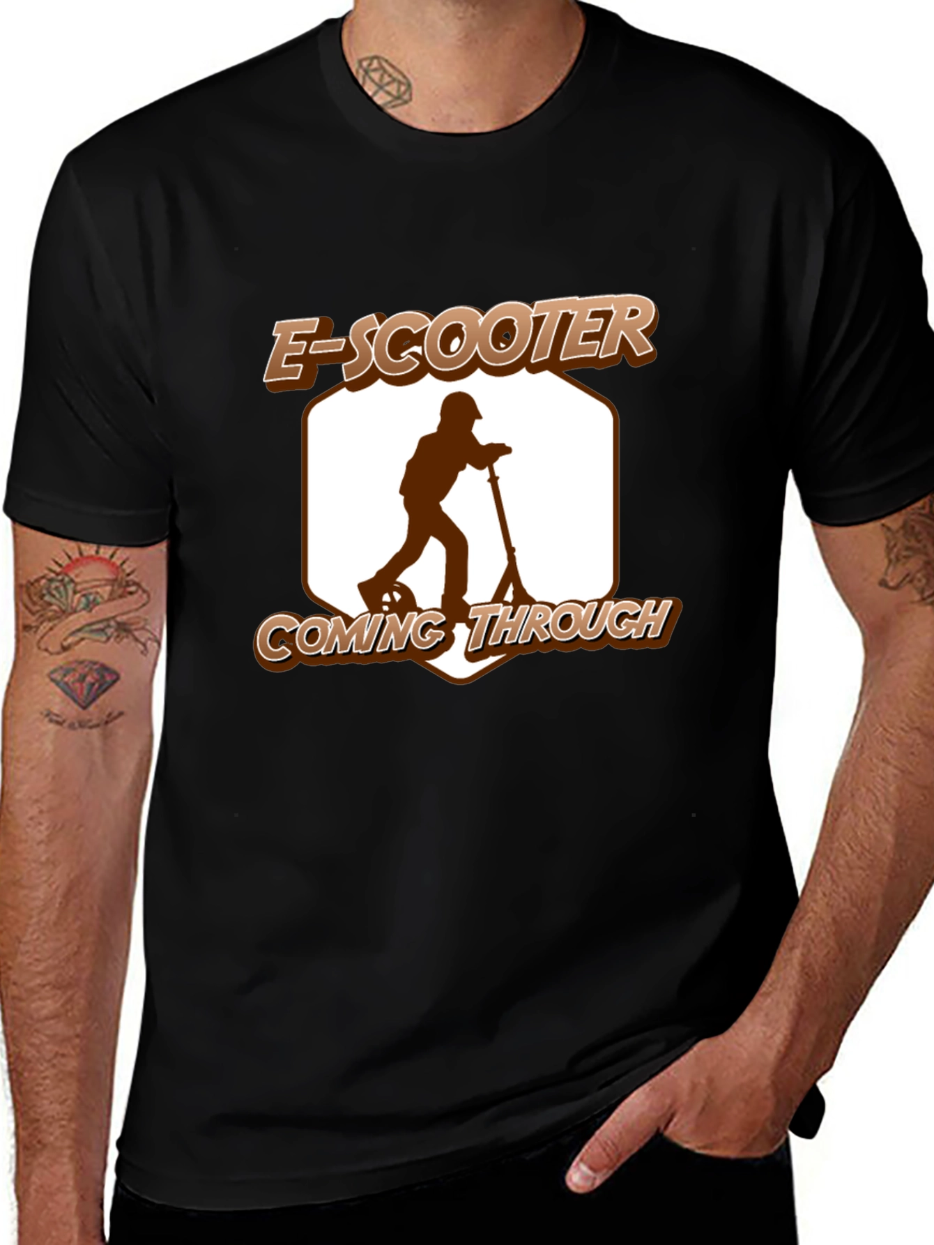 E-Scooter Coming Through Graphic Tee - Black