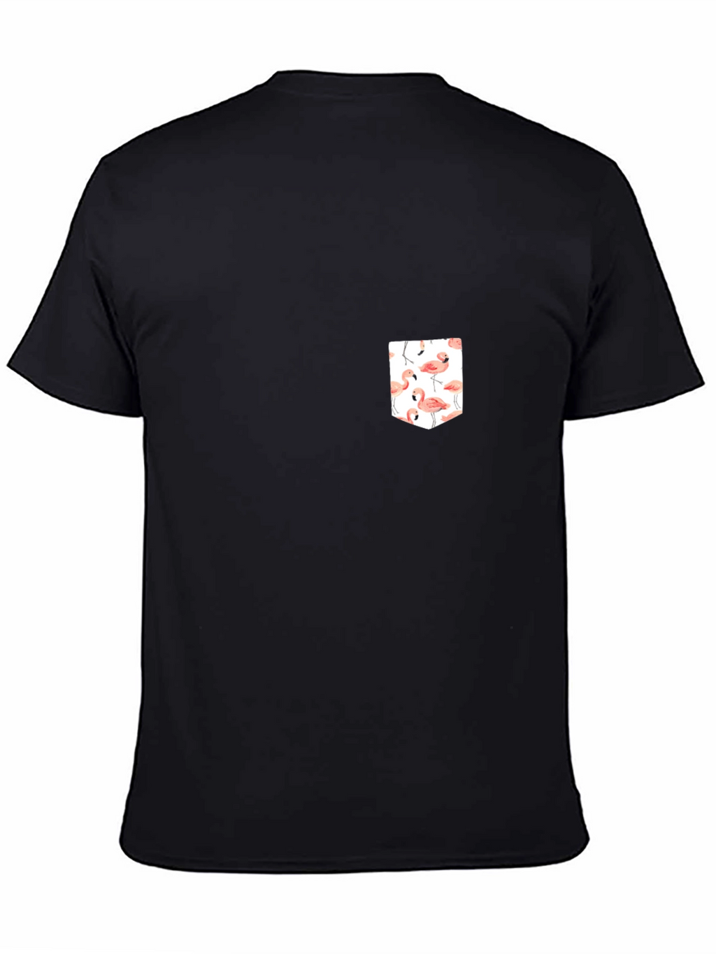 Black T-Shirt with Flamingo Pocket