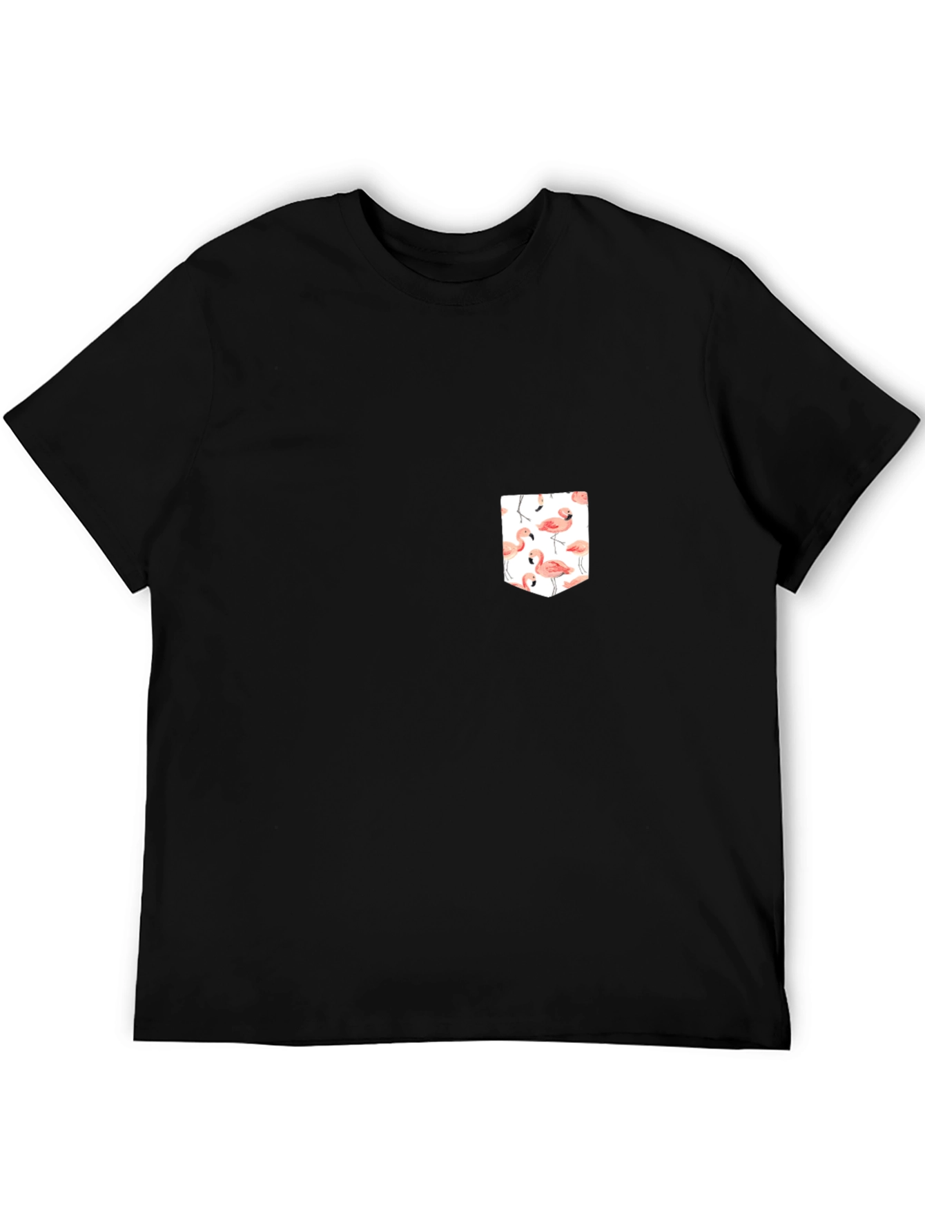 Black T-Shirt with Flamingo Pocket