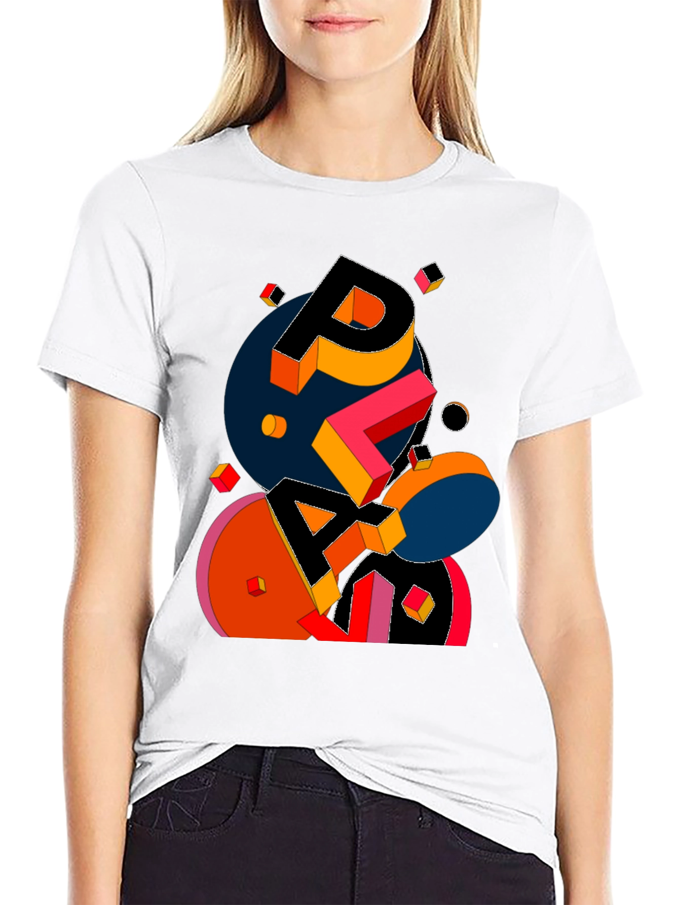 Abstract Geometric Graphic Print Black T-Shirt