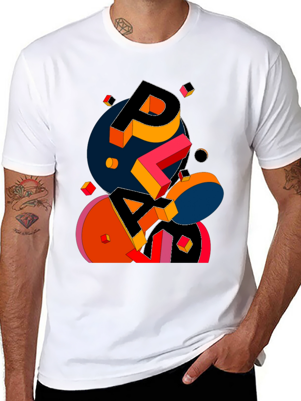 Abstract Geometric Graphic Print Black T-Shirt