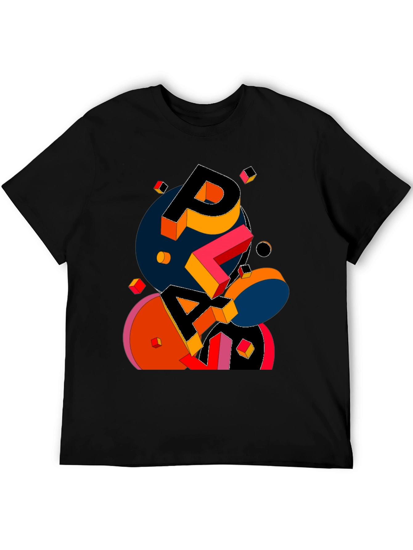 Abstract Geometric Graphic Print Black T-Shirt