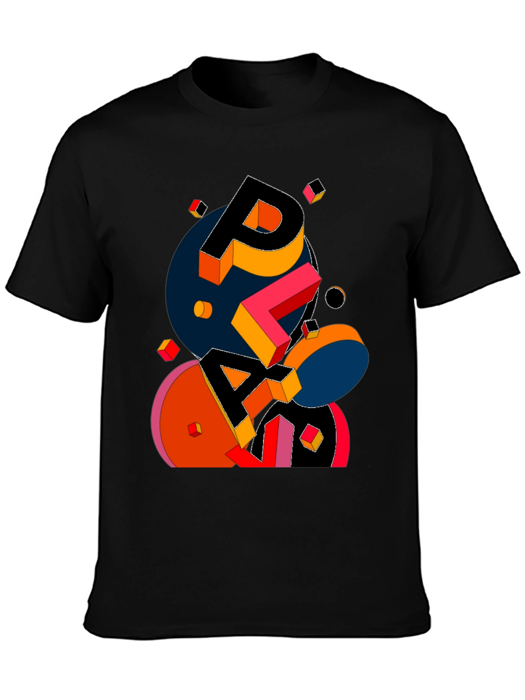 Abstract Geometric Graphic Print Black T-Shirt