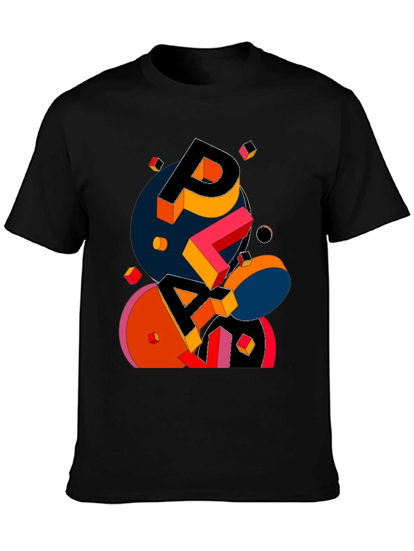 Abstract Geometric Graphic Print Black T-Shirt