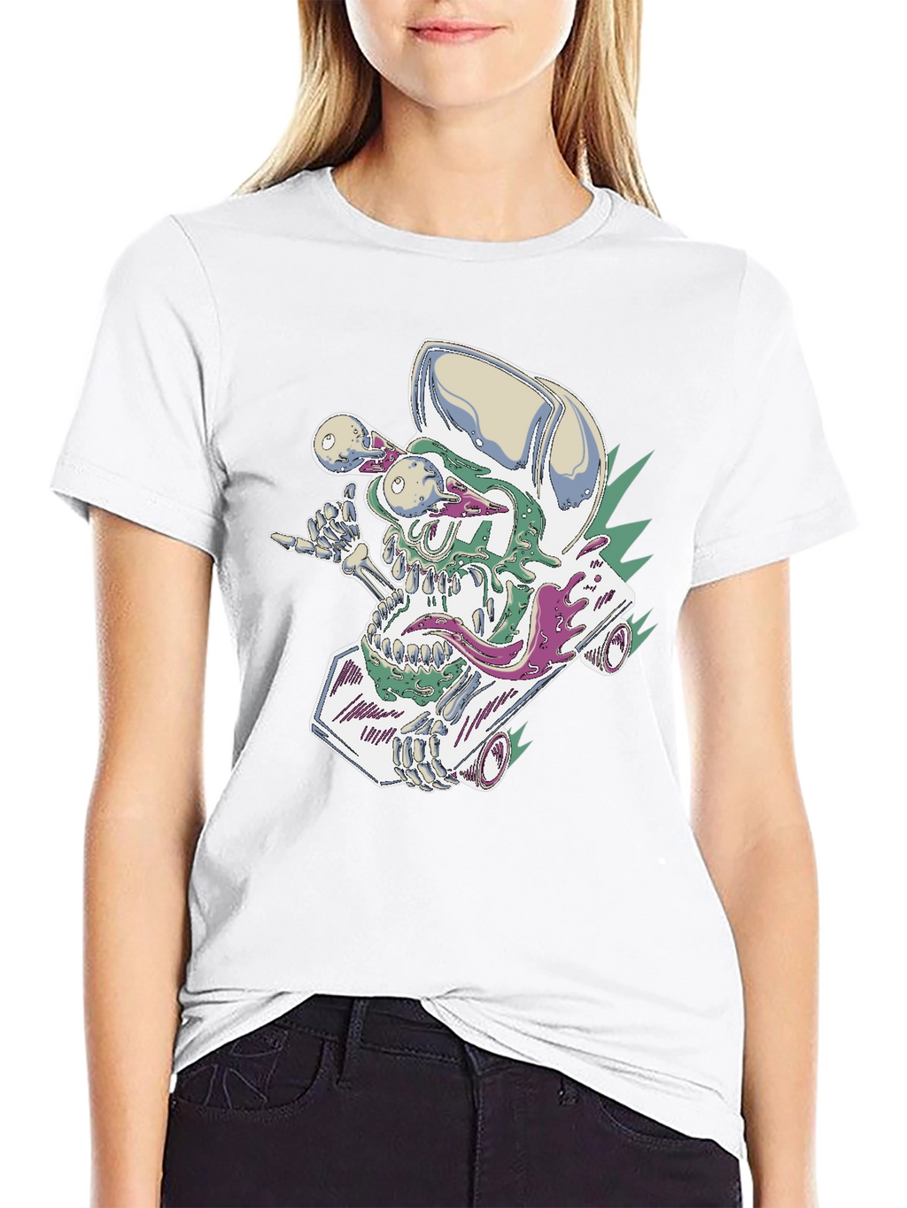 Skateboard Skull Tee - Cool Graphic Print