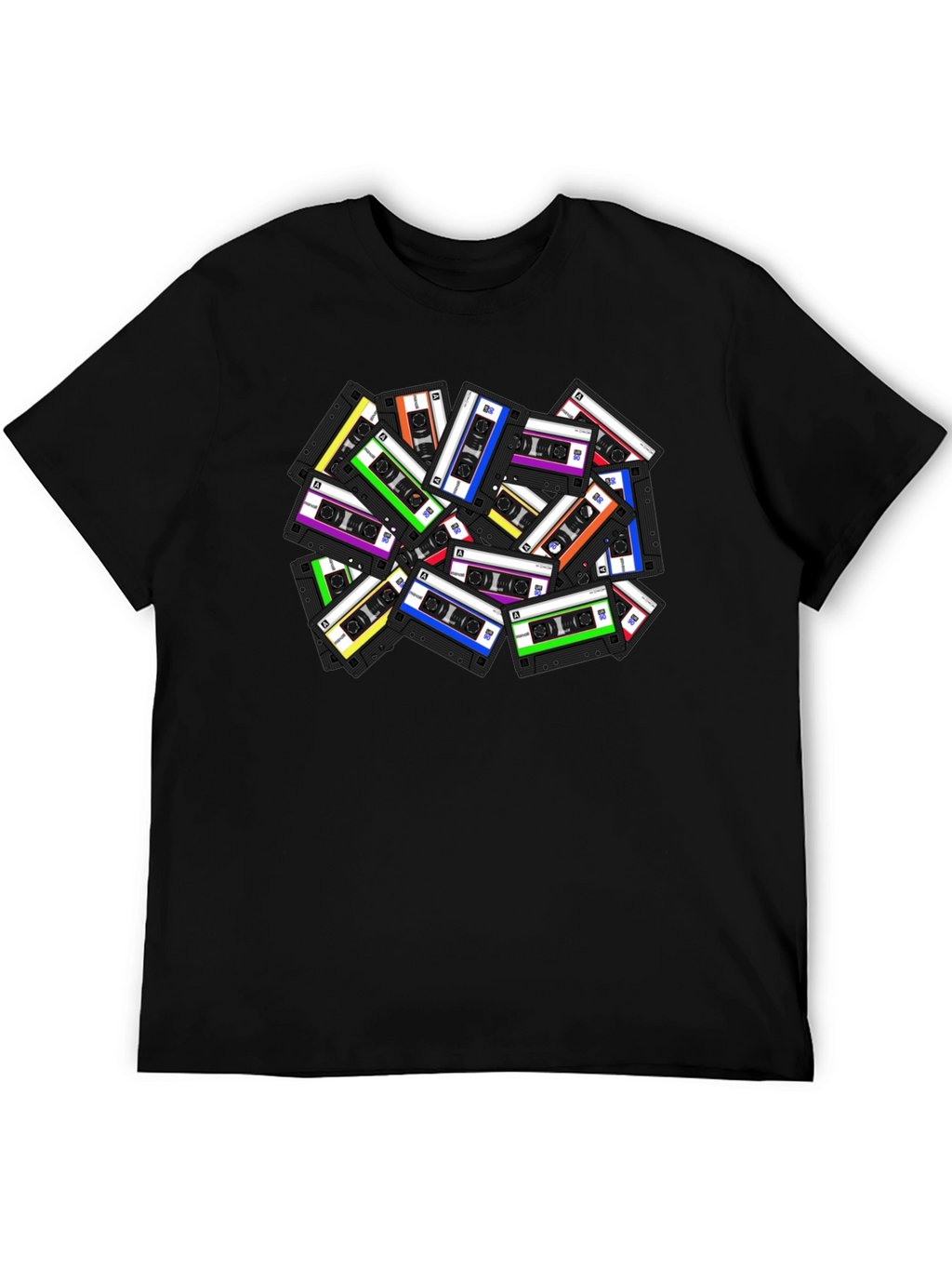 Retro Cassette Tape Graphic T-Shirt - Black