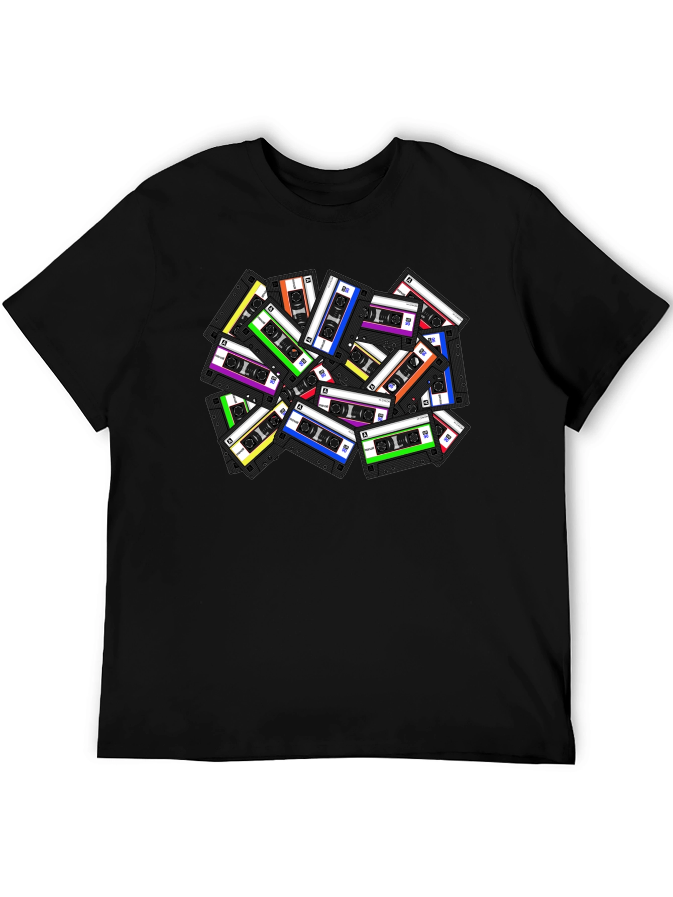 Retro Cassette Tape Graphic T-Shirt - Black